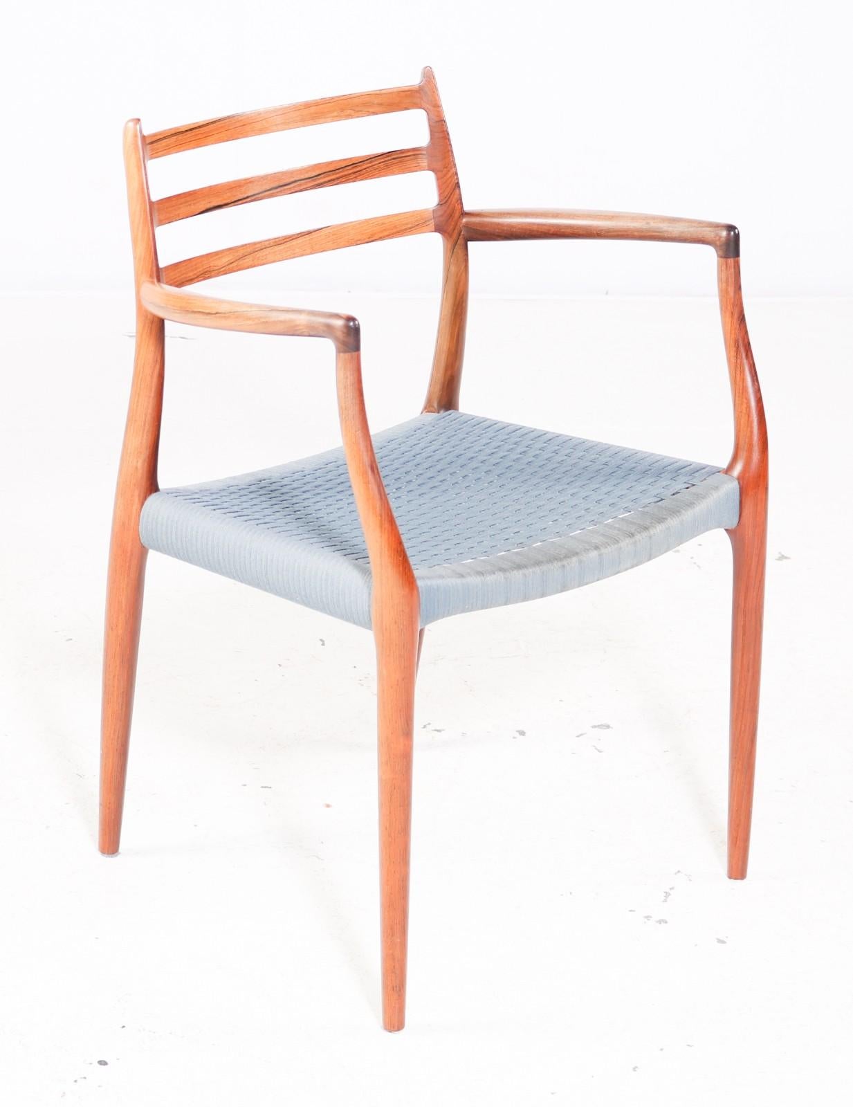 Danish Niels Otto Moller 1962 Dining Chair with Original Blue Wool Cord For Sale