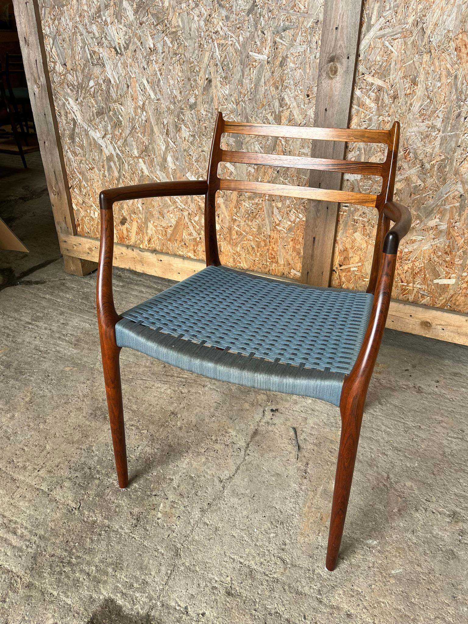 Niels Otto Moller 1962 Dining Chair with Original Blue Wool Cord - Model 62 For Sale 2