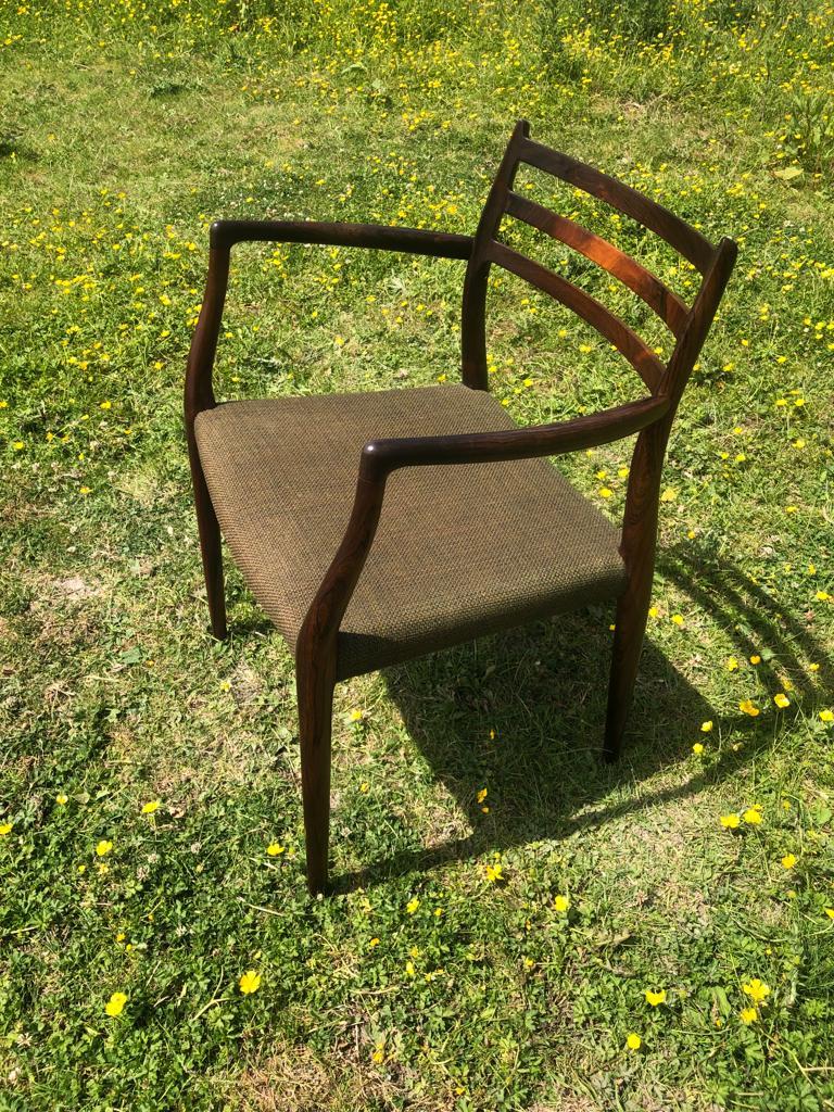 Scandinavian Modern Niels Otto Moller 1962 Dining Chair with Original Green Wool For Sale
