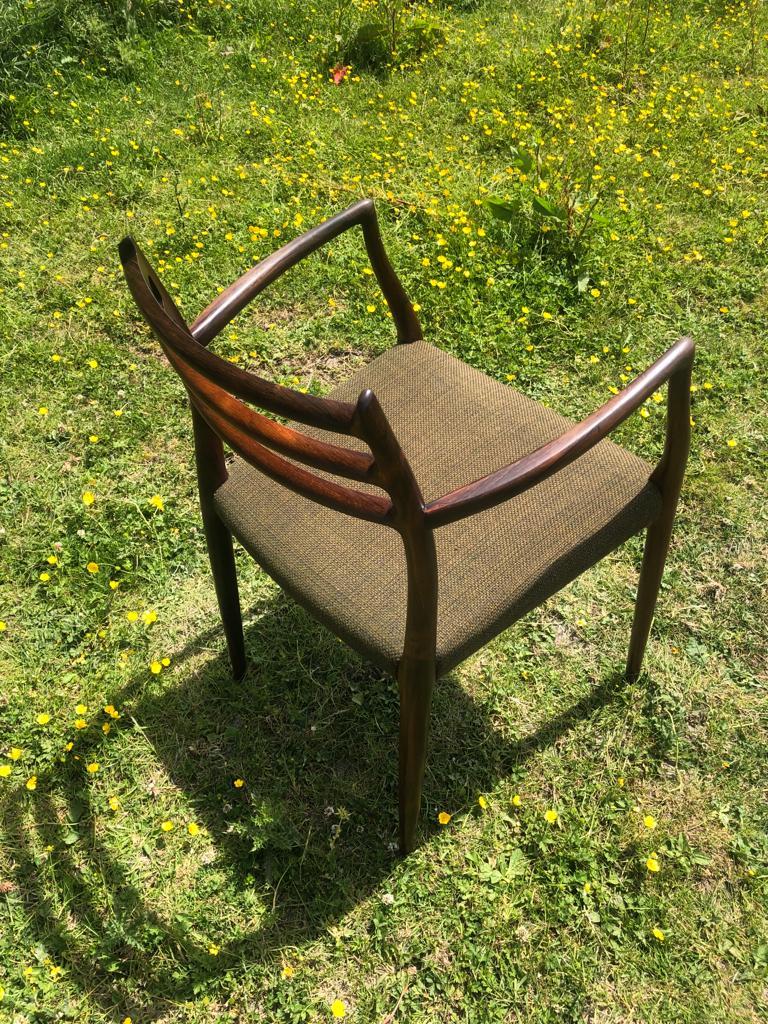 Niels Otto Moller 1962 Dining Chair with Original Green Wool For Sale 1