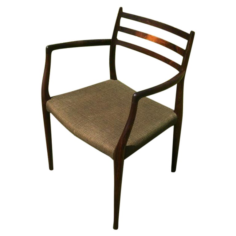 Chaise de salle à manger Niels Otto Moller 1962 avec laine verte originale