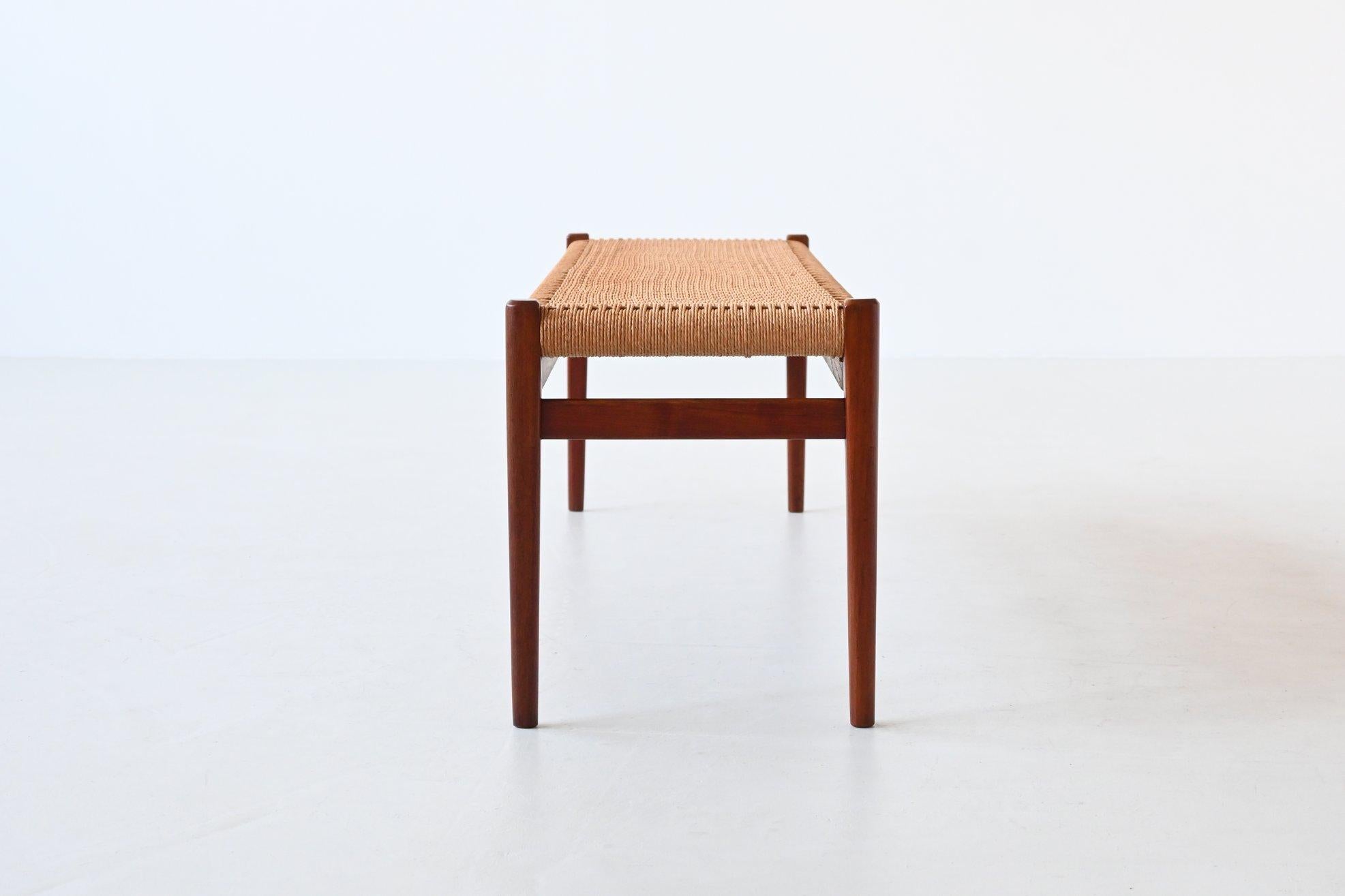 Niels Otto Moller bench model 63 teak and paper cord Denmark 1960 8
