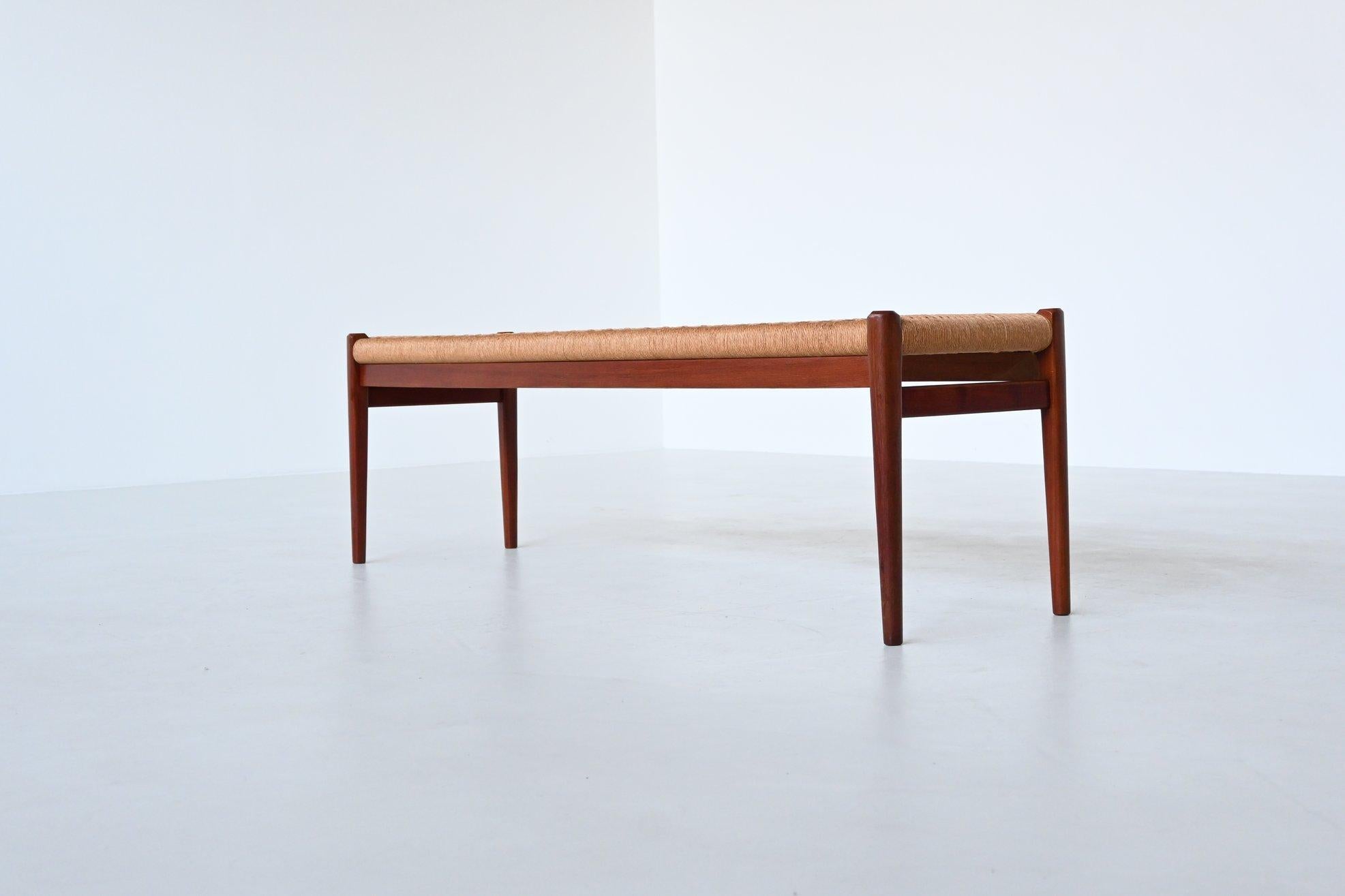 Niels Otto Moller bench model 63 teak and paper cord Denmark 1960 9