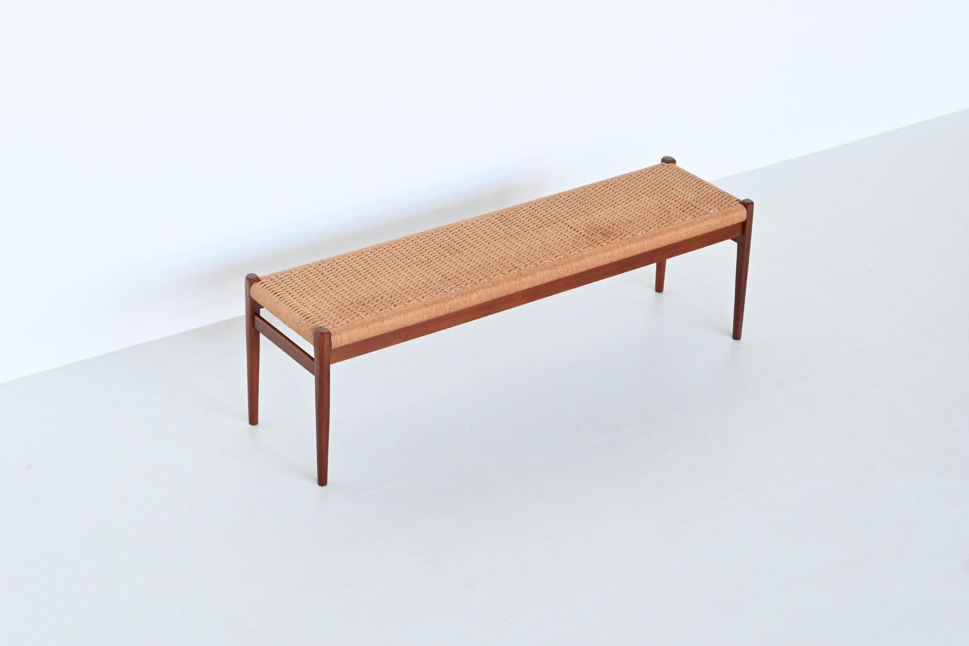 Niels Otto Moller bench model 63 teak and paper cord Denmark 1960 10