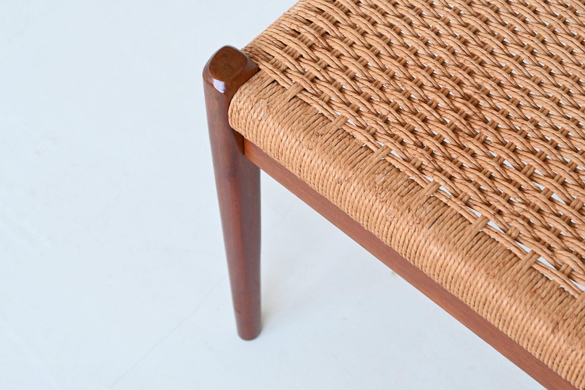 Niels Otto Moller bench model 63 teak and paper cord Denmark 1960 1