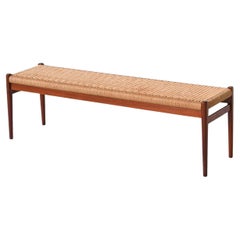 Niels Otto Moller bench model 63 teak and paper cord Denmark 1960