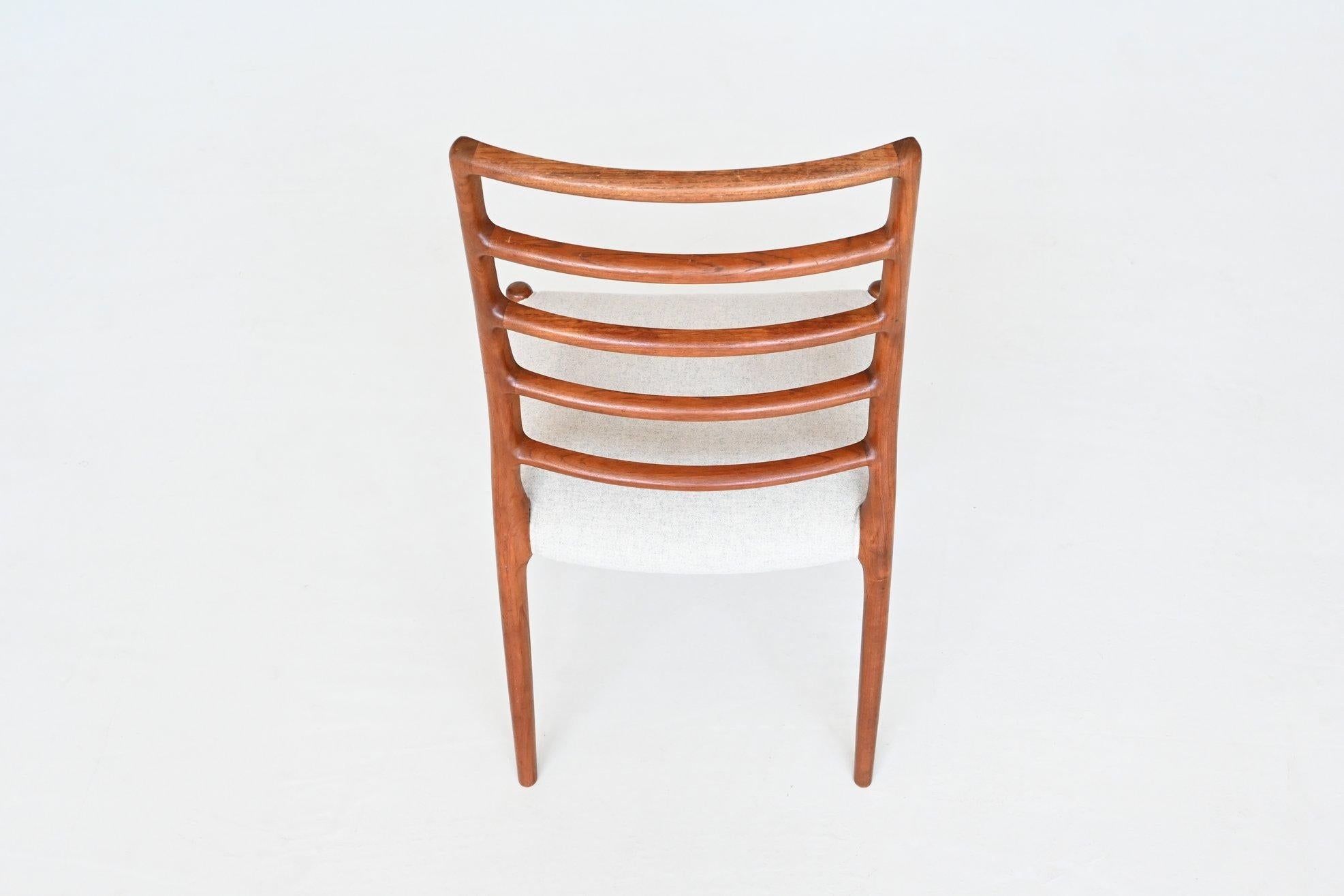 Fabric Niels Otto Moller Dining Chair Model 82 Teak, Denmark, 1971