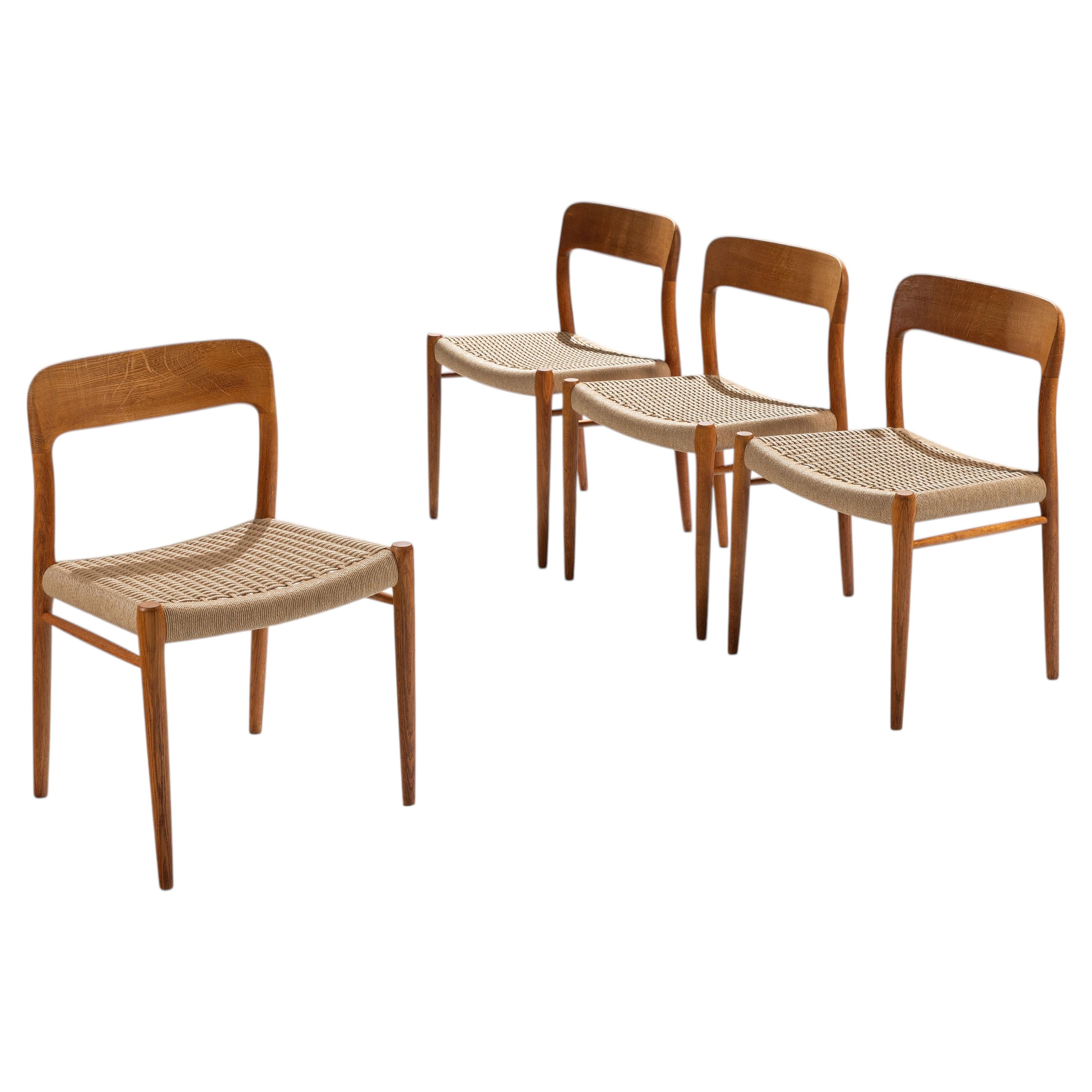Niels Otto Moller dining chairs model 75 in oak JL Mollers Denmark 1954