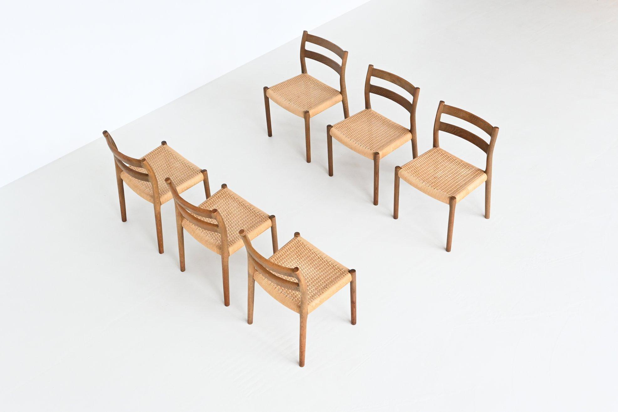 Niels Otto Moller Dining Chairs Model 84 Oak Wood Denmark 1960 6