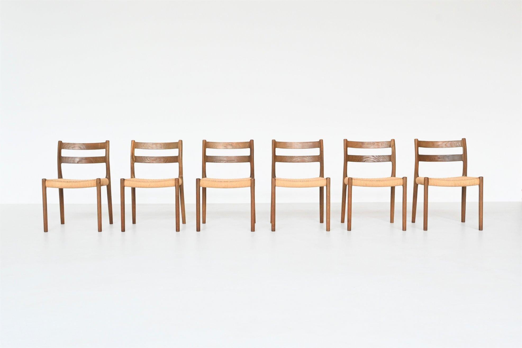 Danish Niels Otto Moller Dining Chairs Model 84 Oak Wood Denmark 1960