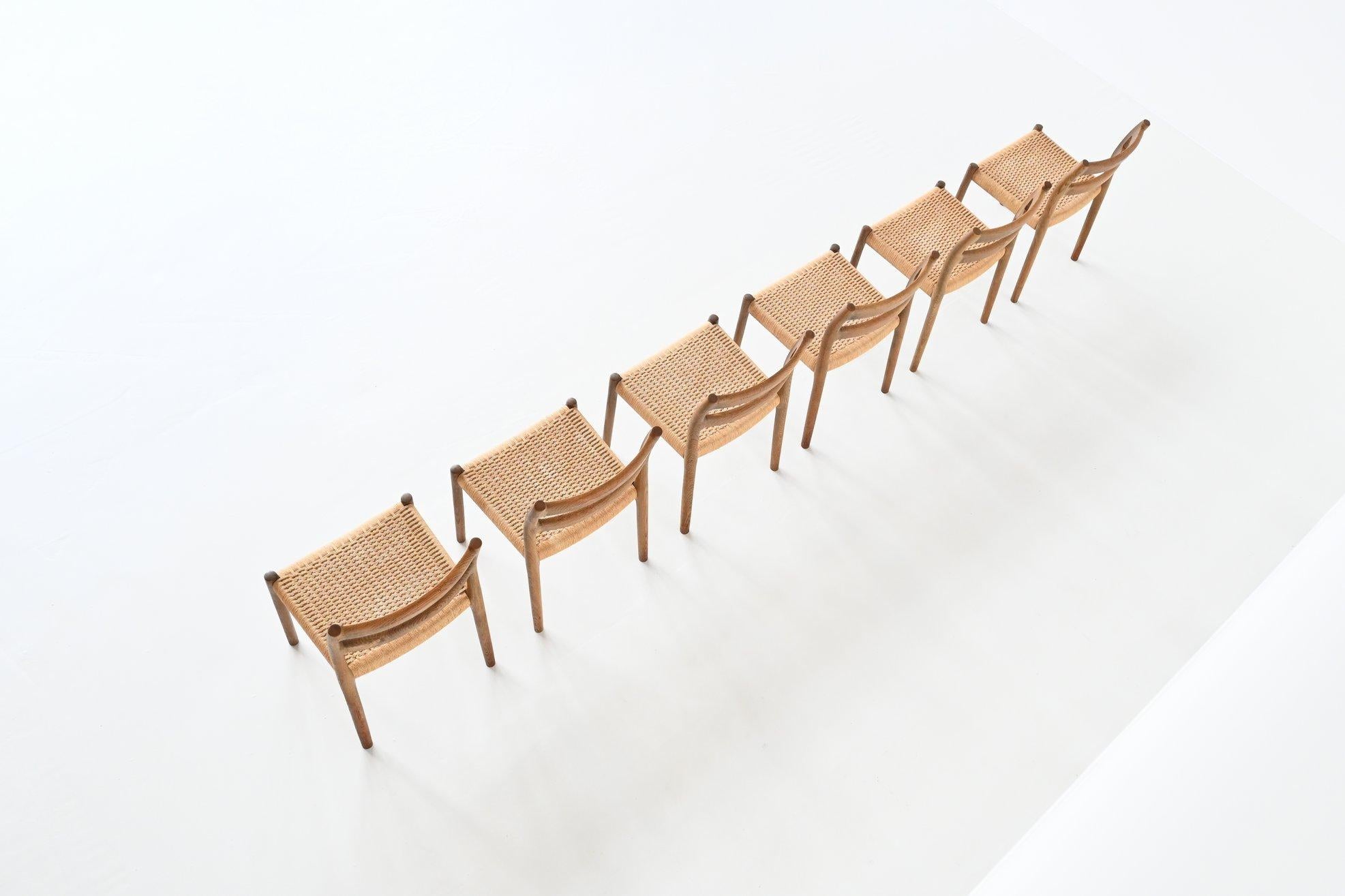 Papercord Niels Otto Moller Dining Chairs Model 84 Oak Wood Denmark 1960