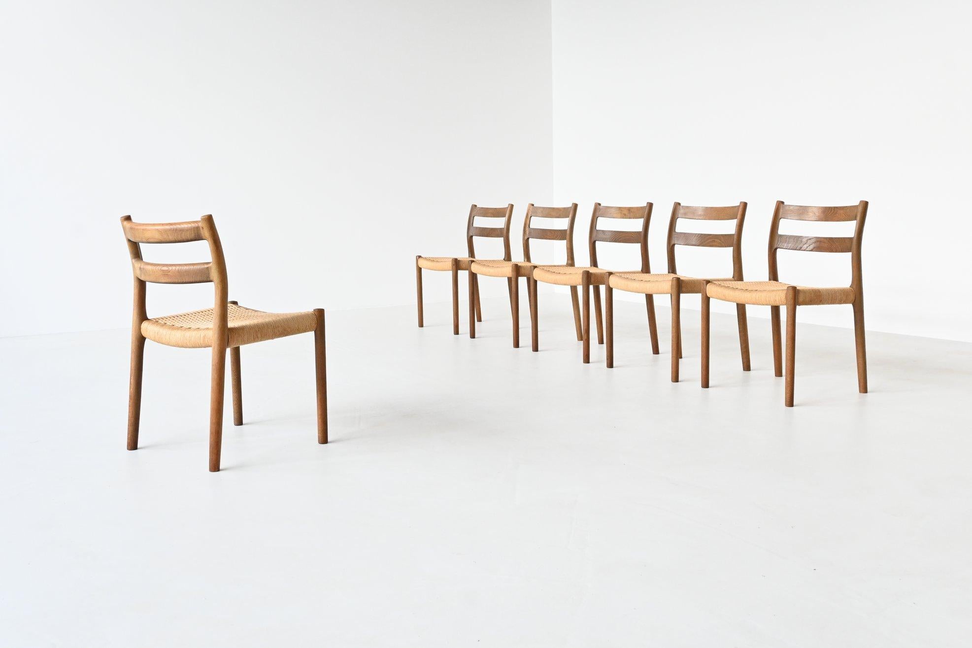 Niels Otto Moller Dining Chairs Model 84 Oak Wood Denmark 1960 1