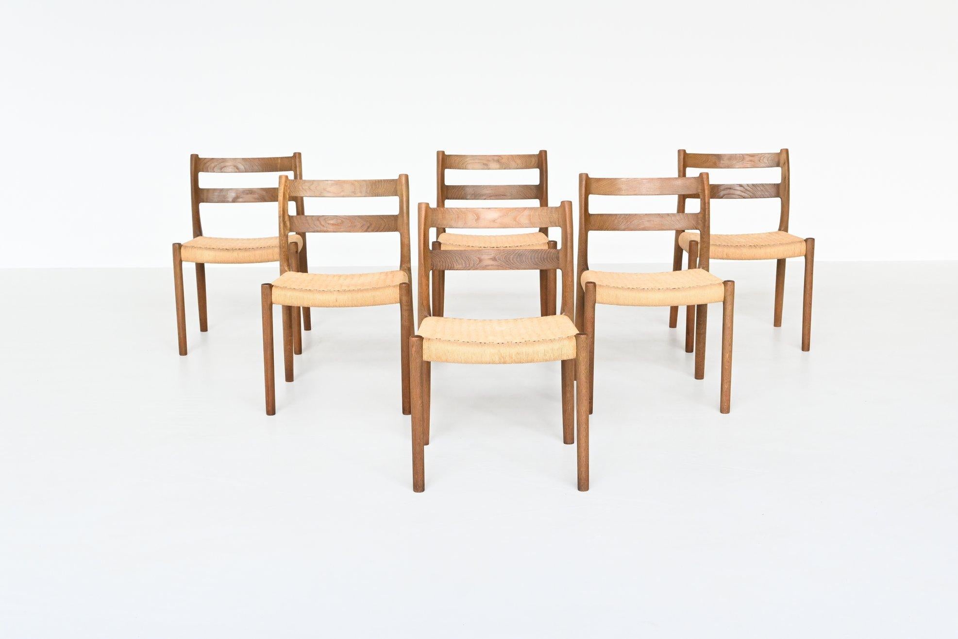 Niels Otto Moller Dining Chairs Model 84 Oak Wood Denmark 1960 2