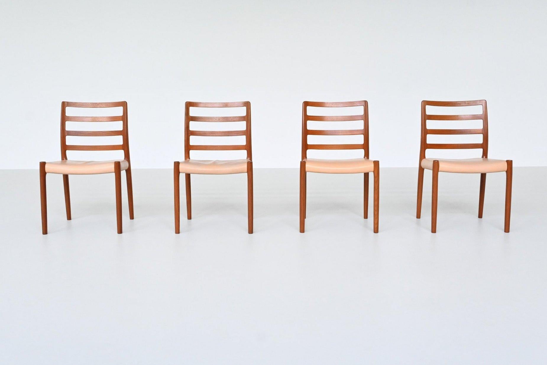 Danish Niels Otto Moller dining chairs model 85 teak Denmark 1960 For Sale