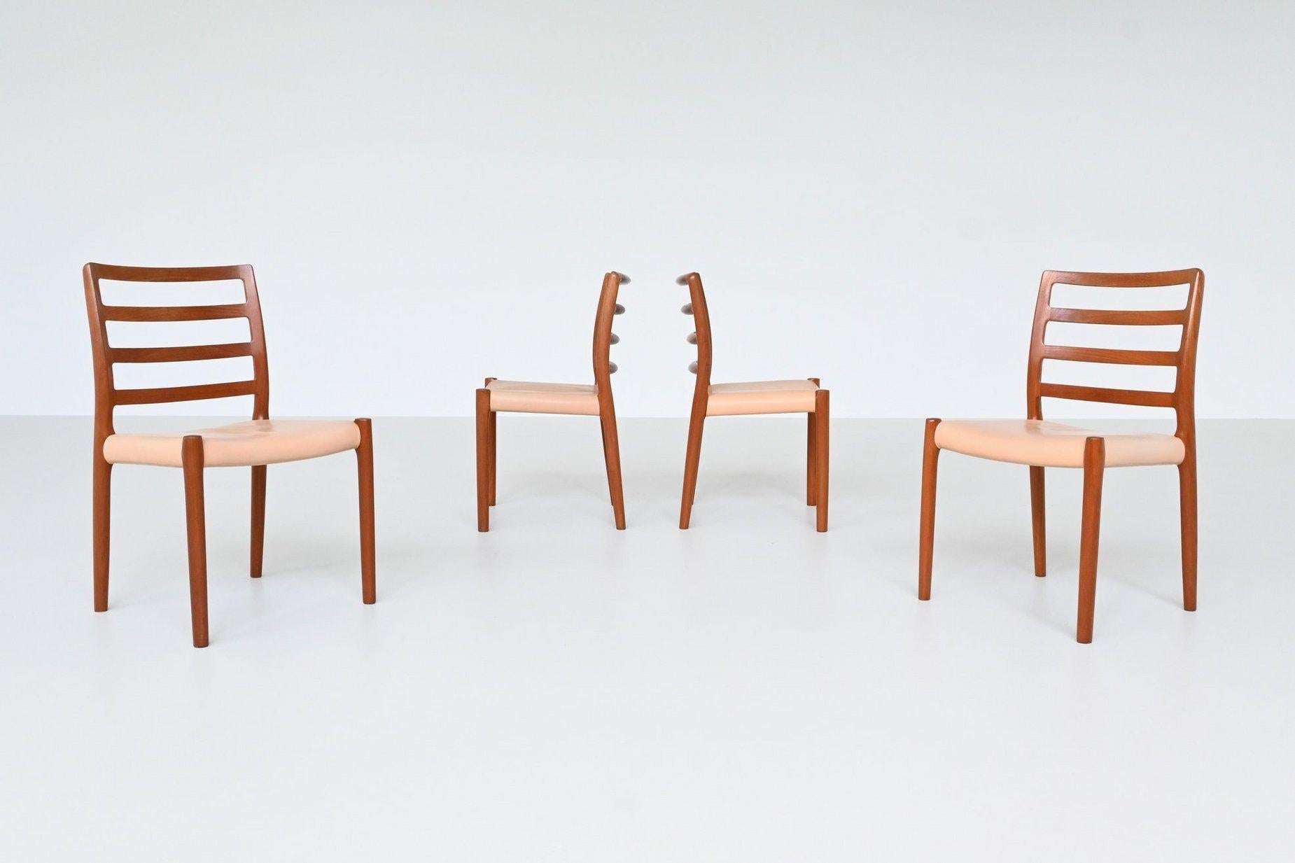 Niels Otto Moller dining chairs model 85 teak Denmark 1960 In Good Condition For Sale In Etten-Leur, NL