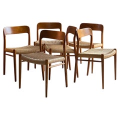 Niels Otto Moller Dining Chairs Set of Six Model 75 JL Moller Mobelfabrik Danish