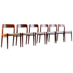 Niels Otto Moller Dining Chairs Set of Six Model 75 JL Moller Møbelfabrik Danish