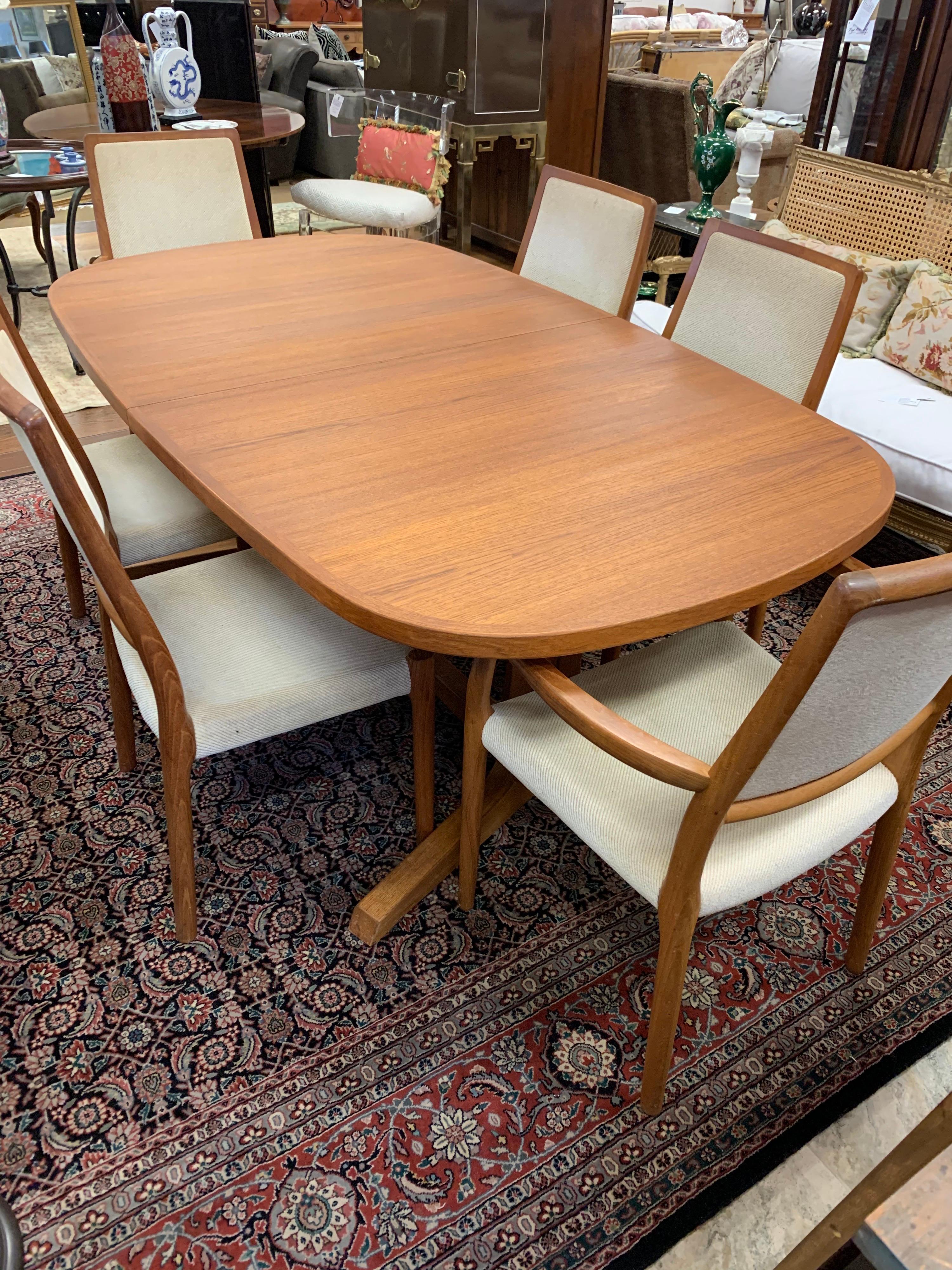 Fabric Niels Otto Moller for JL Moller Danish Modern Dining Room Set Table & 6 Chairs