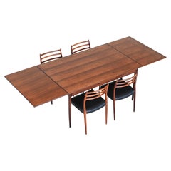Niels Otto Moller large extendable dining table in rosewood Denmark 1960