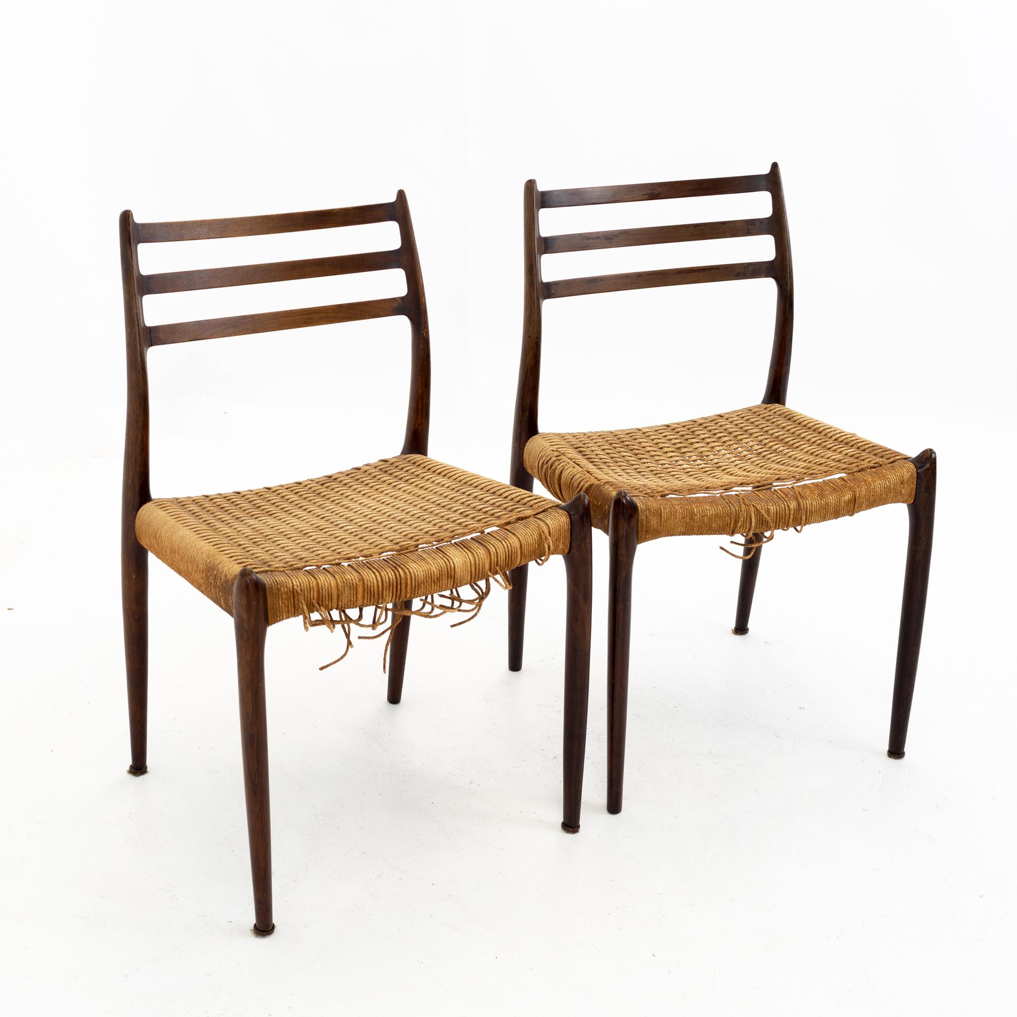 Mid-Century Modern Niels Otto Moller Mid Century Danish Rosewood Dining Chairs, Pair
