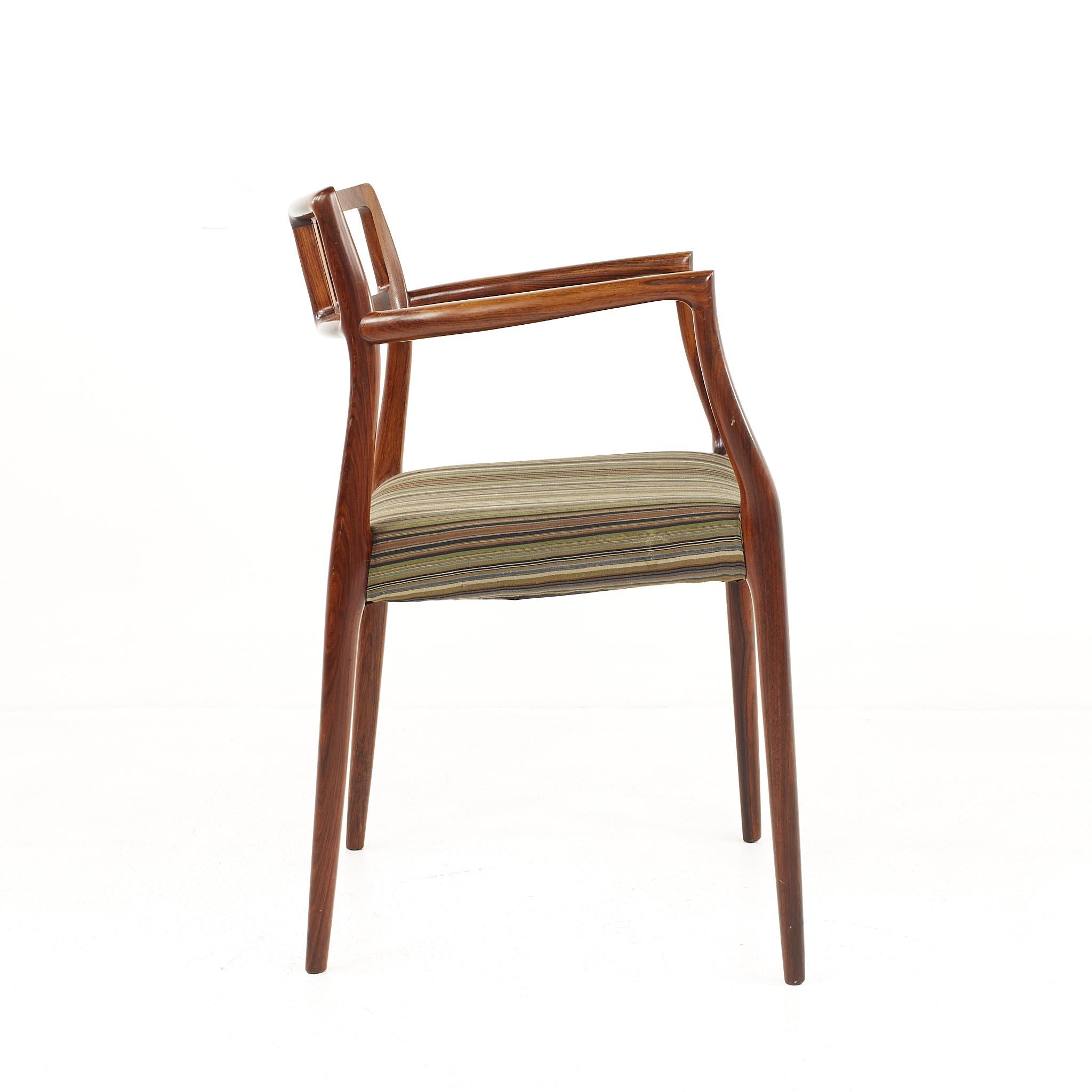 Niels Otto Moller Mid Century Rosewood Captains Dining Chairs, a Pair 3