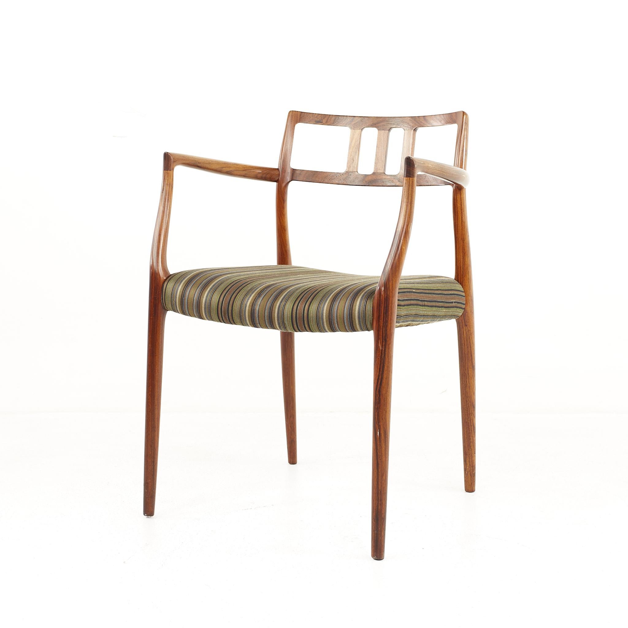 Late 20th Century Niels Otto Moller Mid Century Rosewood Captains Dining Chairs, a Pair