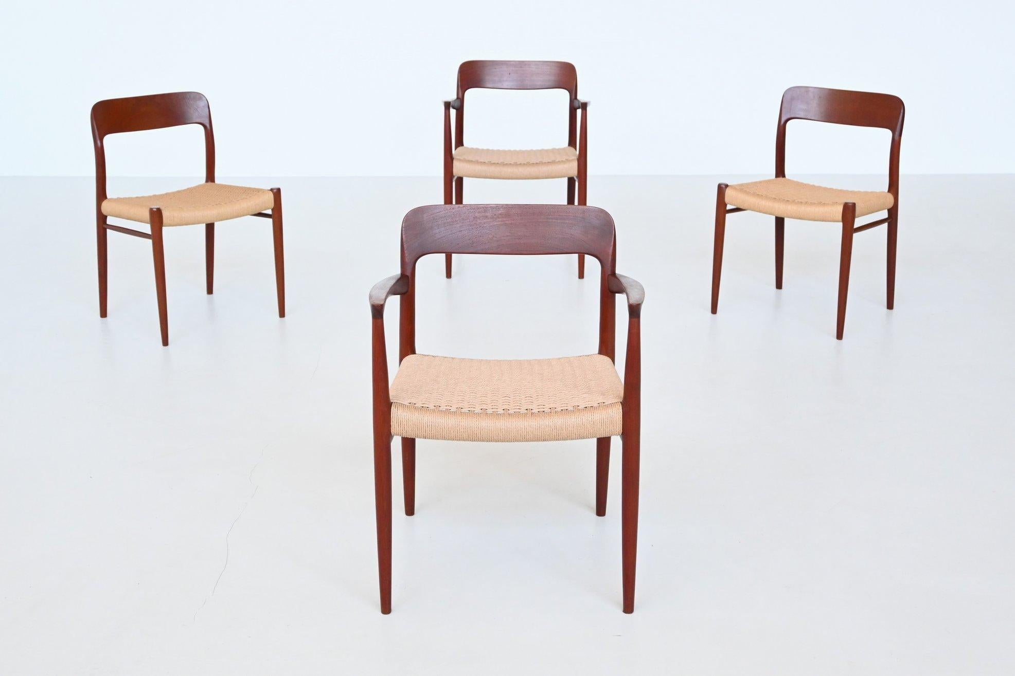 Niels Otto Moller model 56 and 75 dining chairs Denmark 1954 3