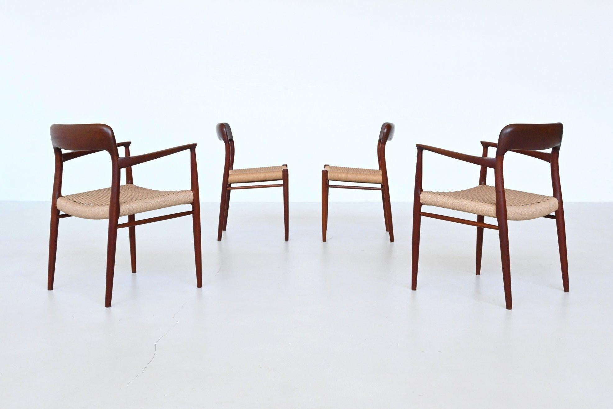 Scandinavian Modern Niels Otto Moller model 56 and 75 dining chairs Denmark 1954