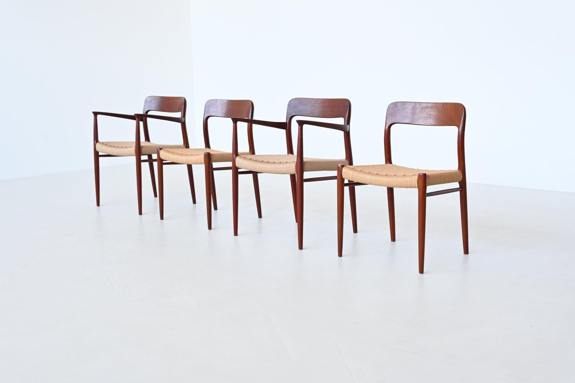 Danish Niels Otto Moller model 56 and 75 dining chairs Denmark 1954