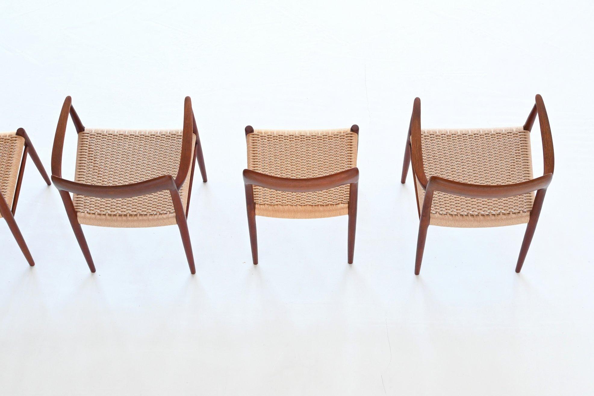 Mid-20th Century Niels Otto Moller model 56 and 75 dining chairs Denmark 1954