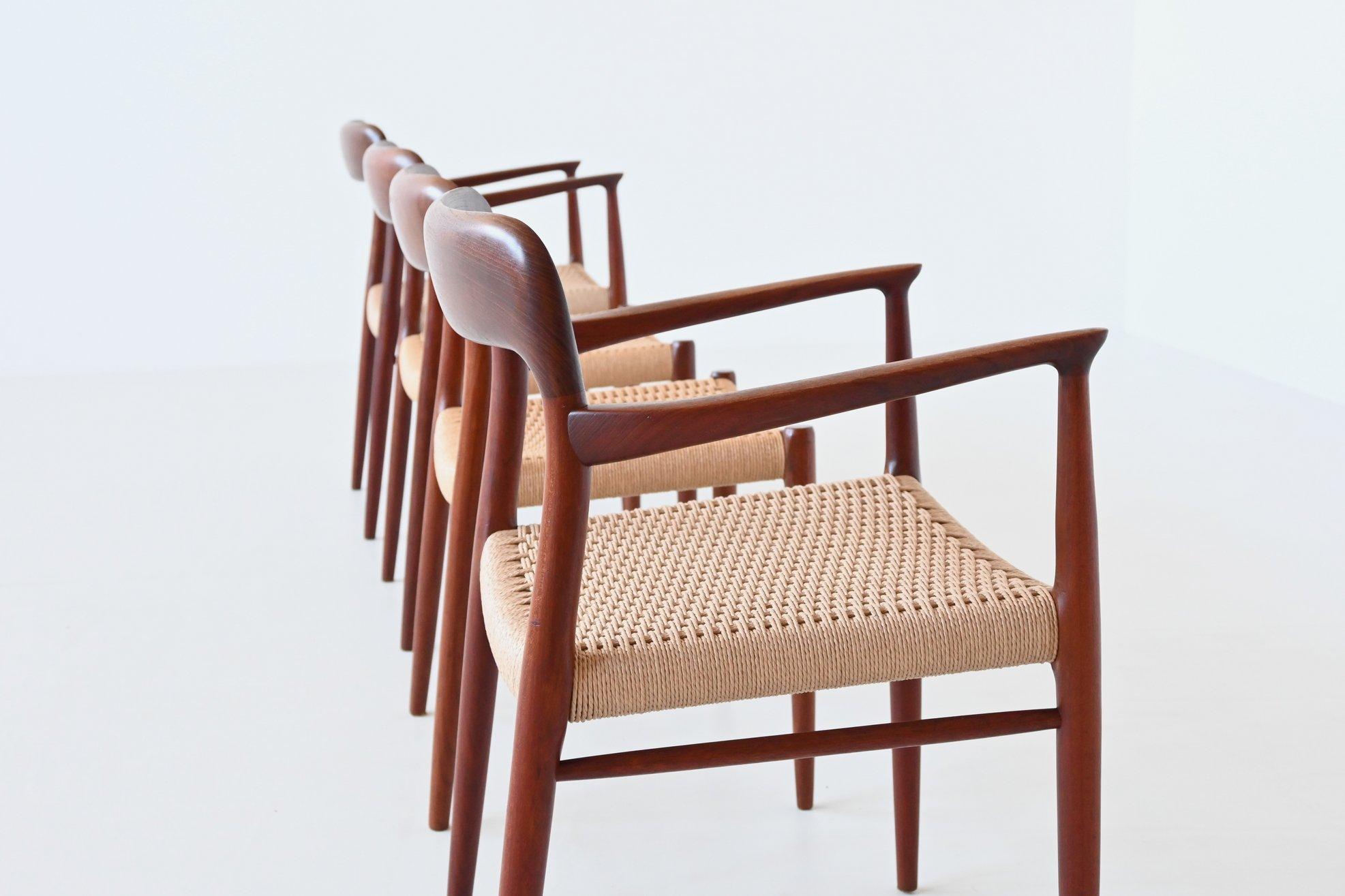 Niels Otto Moller model 56 and 75 dining chairs Denmark 1954 1
