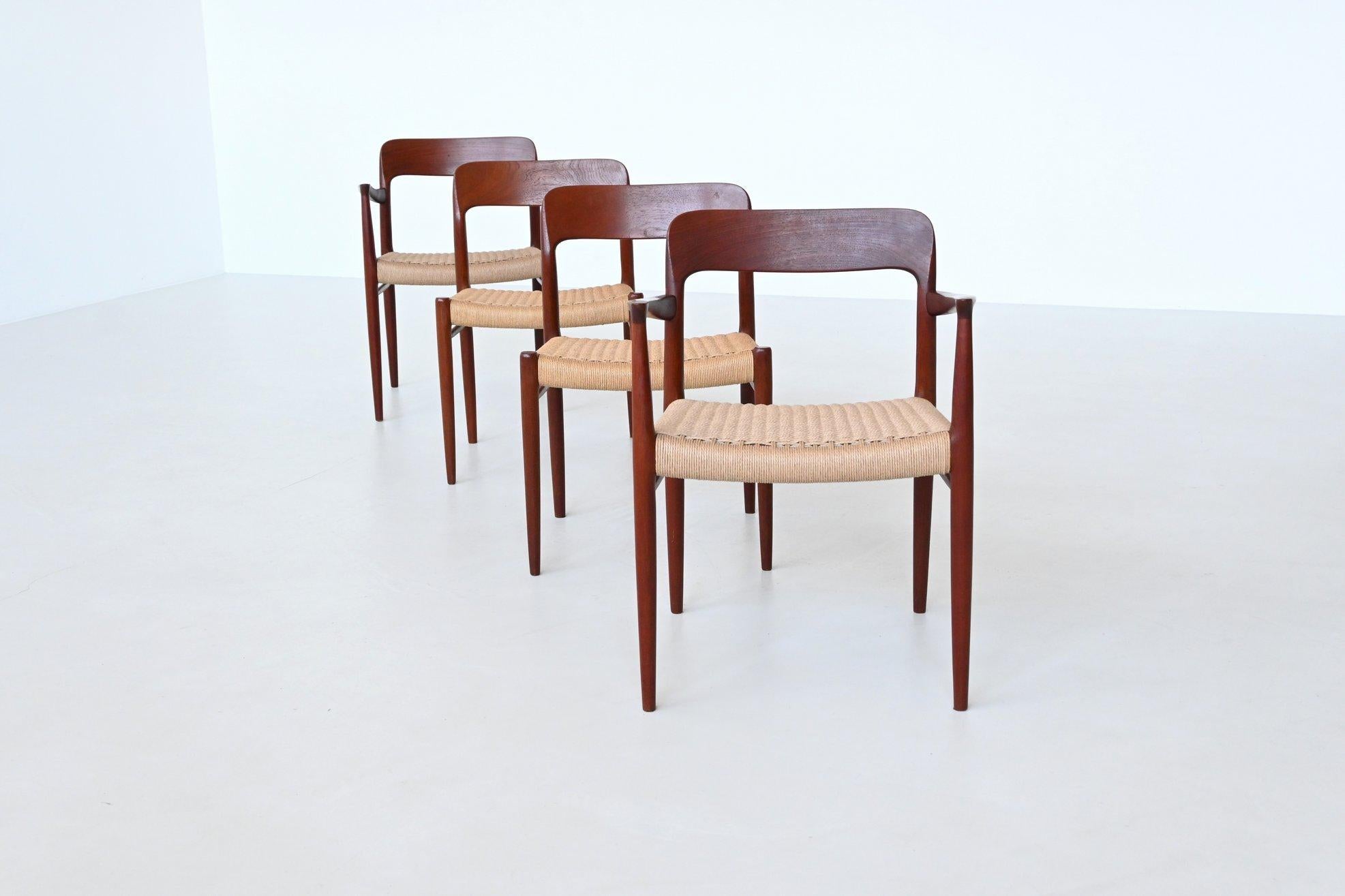 Niels Otto Moller model 56 and 75 dining chairs Denmark 1954 2
