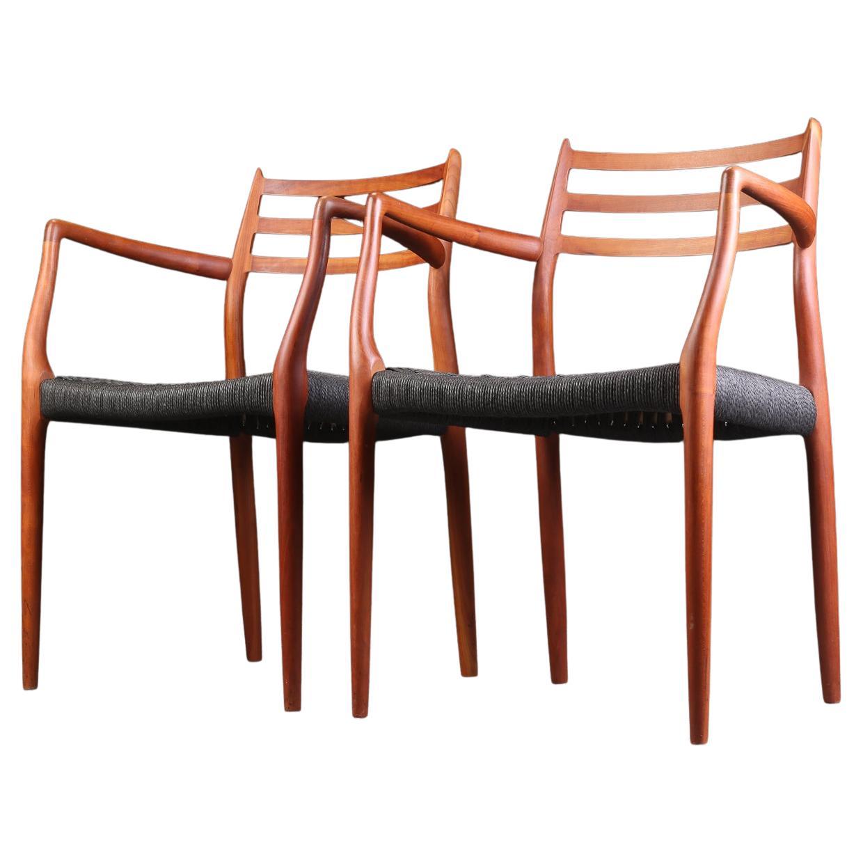 Niels Otto Moller Model 62 Dining Chairs of Cherry Wood For Sale