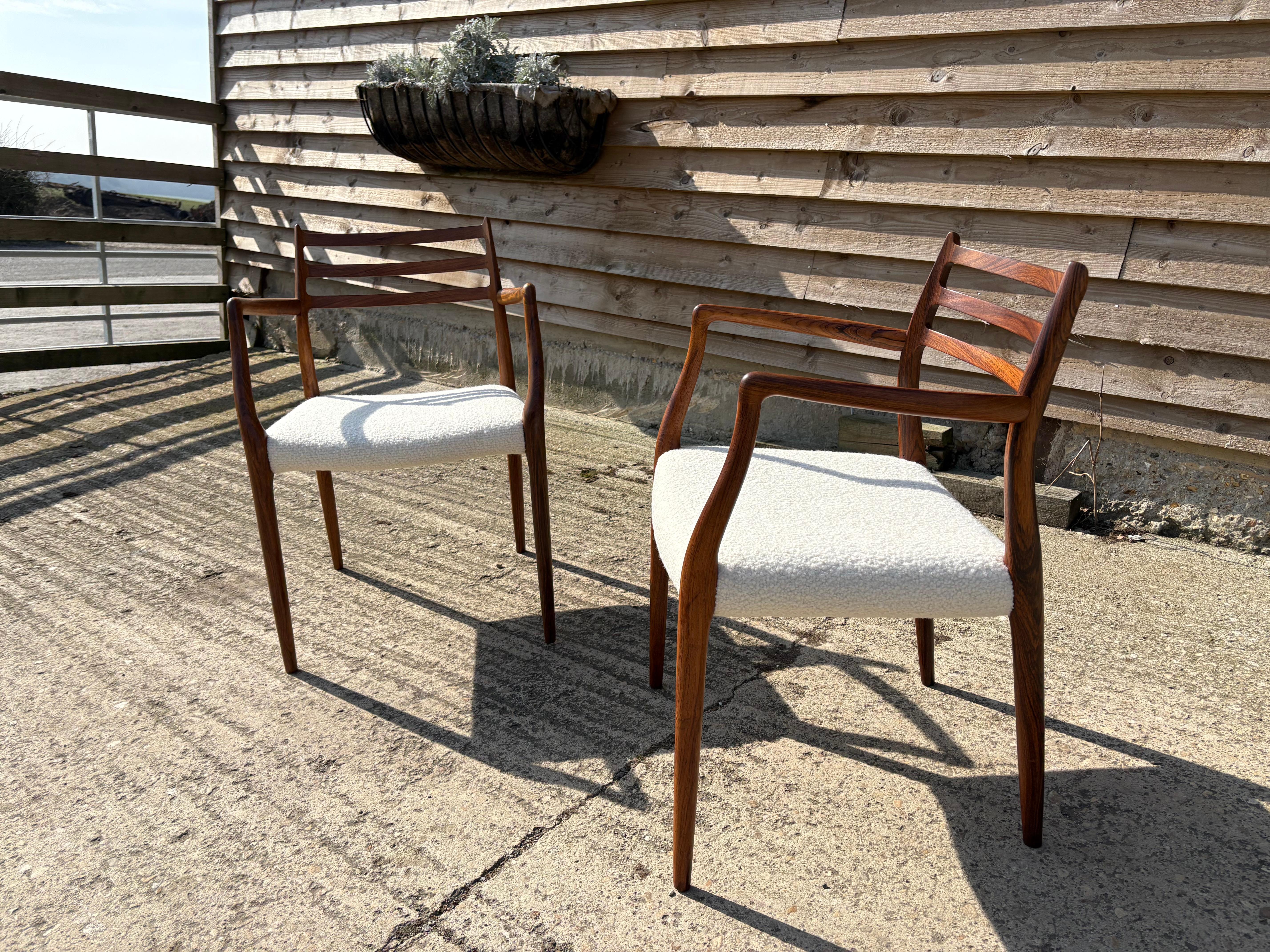 Hardwood Niels Otto Moller Model 62 Dining Chairs with Arms For Sale
