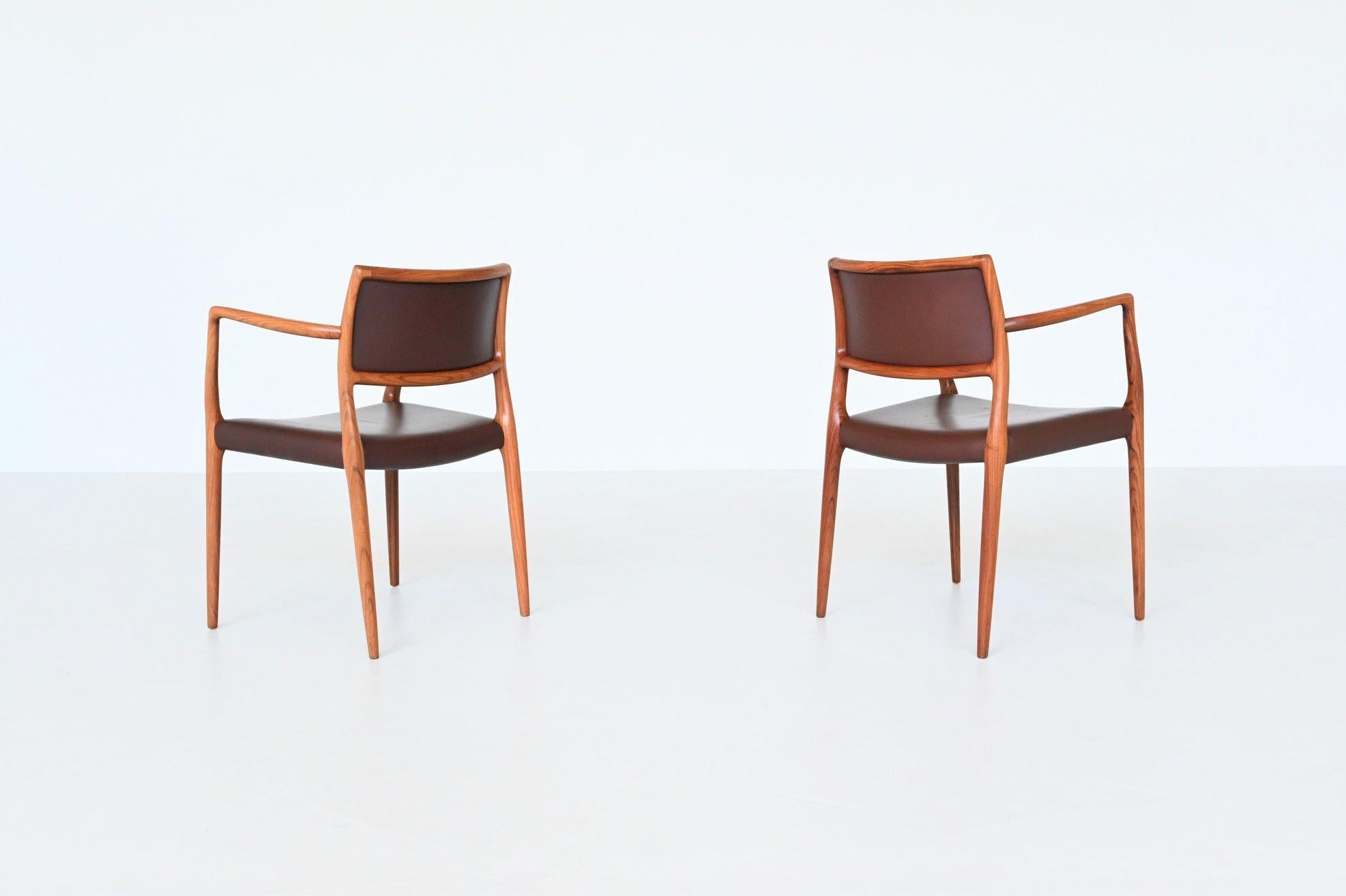 Mid-Century Modern Niels Otto Moller Model 65 Armchairs in Rosewood, Denmark, 1968