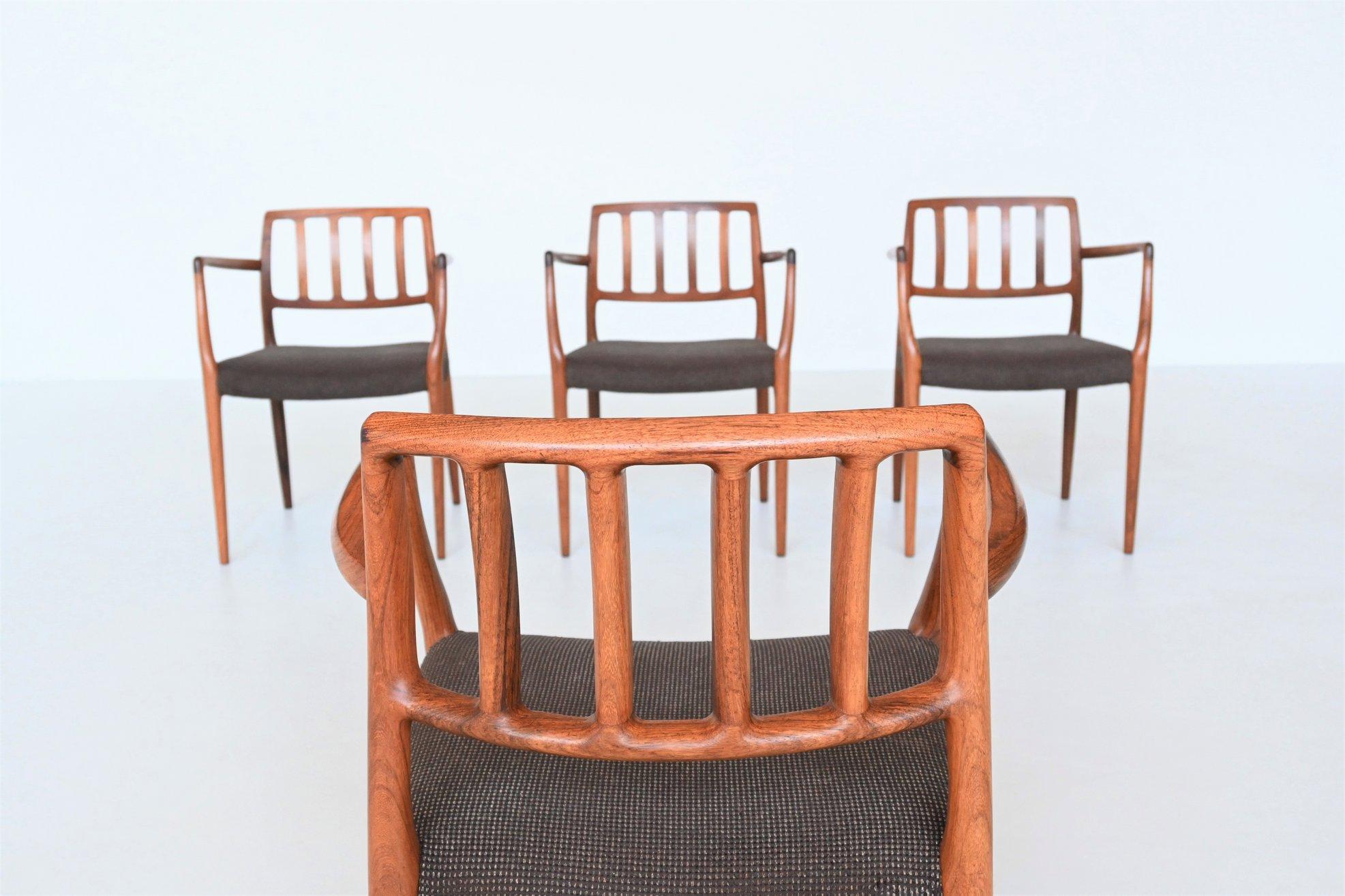 Niels Otto Moller Model 66 Rosewood Armchairs, Denmark, 1974 3