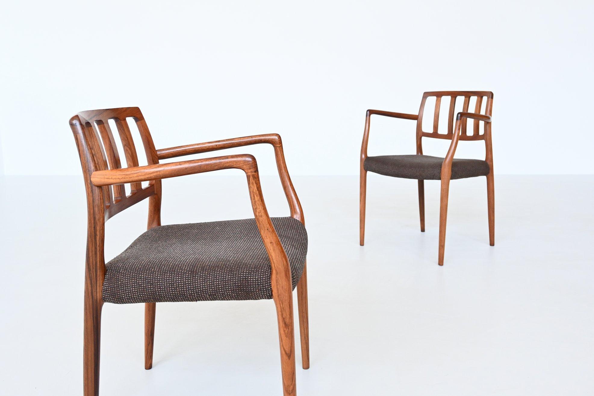 Niels Otto Moller Model 66 Rosewood Armchairs, Denmark, 1974 9