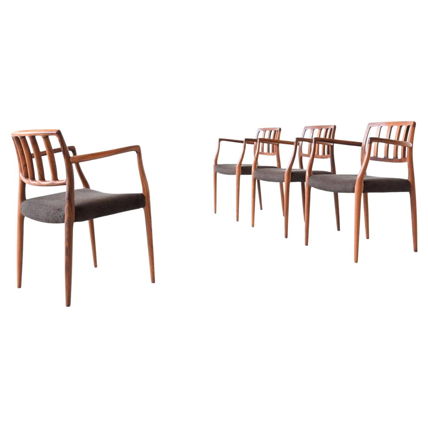 Niels Otto Moller Model 66 Rosewood Armchairs, Denmark, 1974