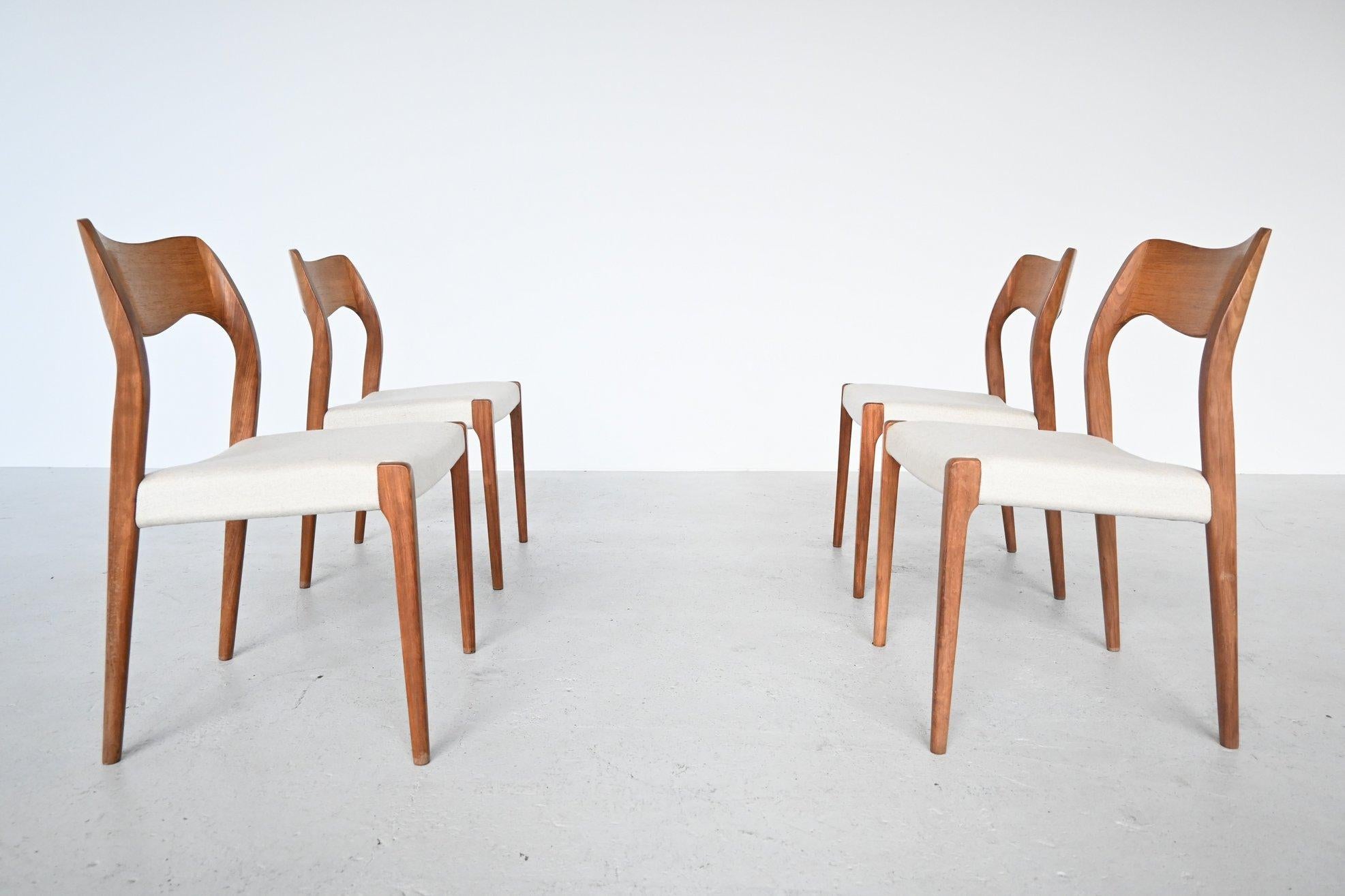 Mid-Century Modern Niels Otto Moller Model 71 Dining Chairs, Denmark, 1951