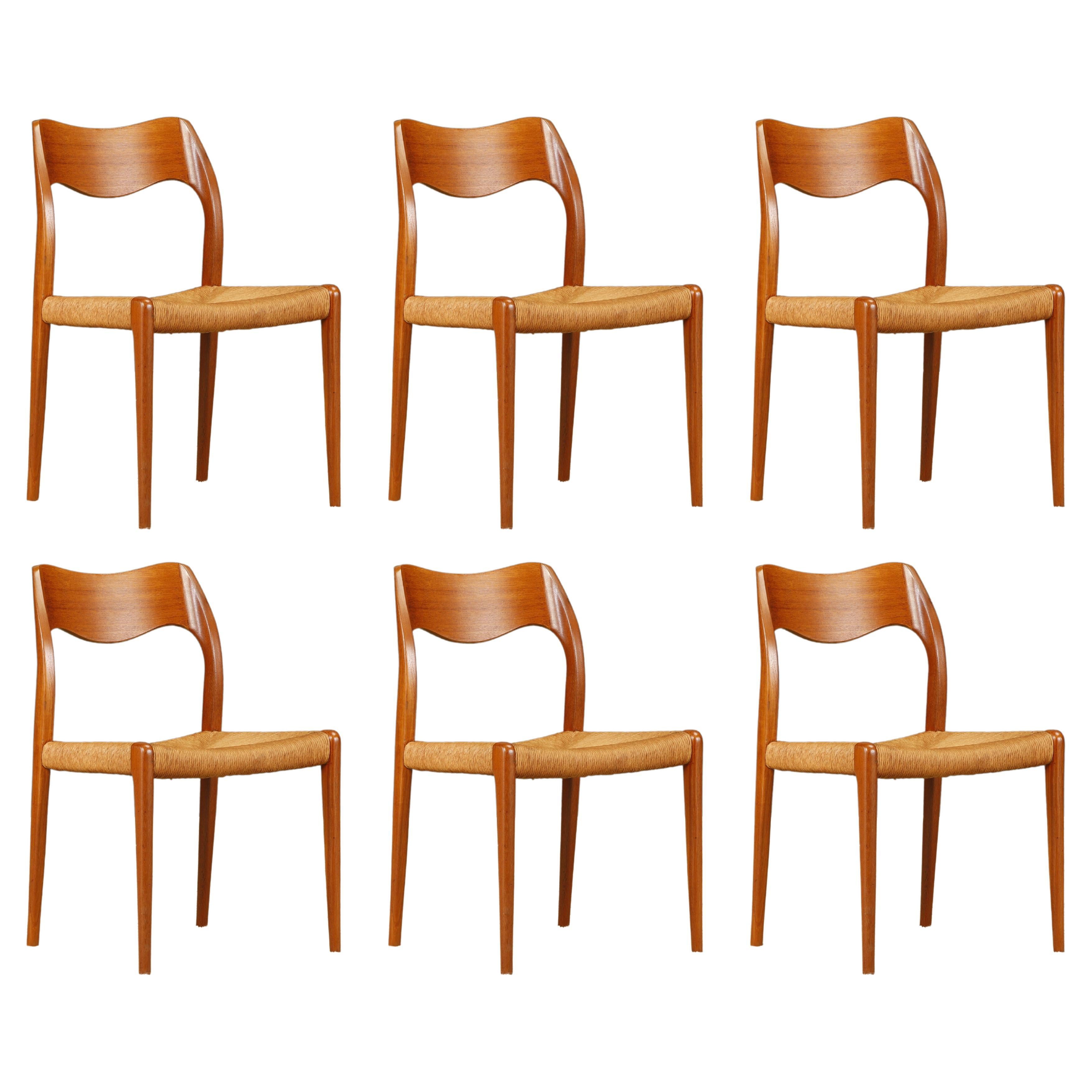 Niels Otto Moller 'Model 71' Dining Chairs for J.L. Møllers Møbelfabrik, c 1950s