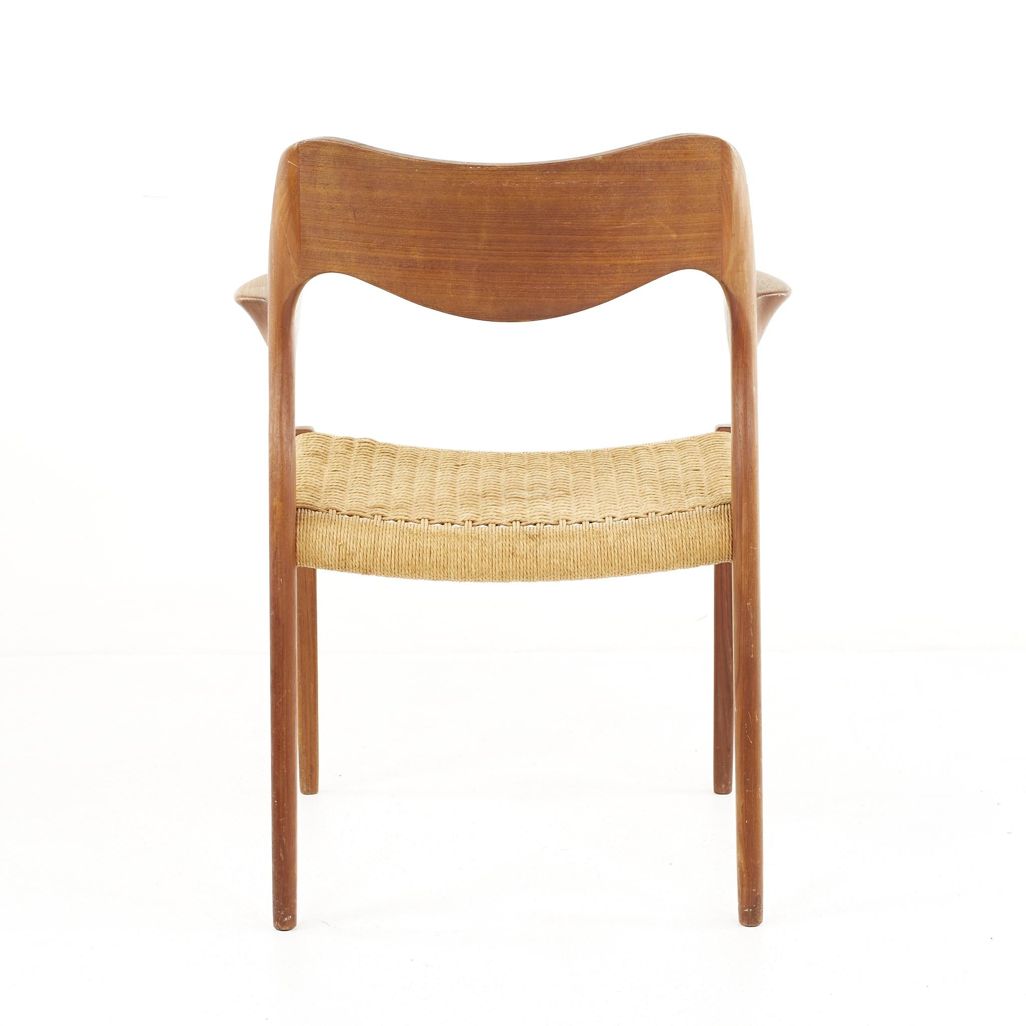 Niels Otto Moller Model 71 Teak and Paper Cord Armchairs, A Pair 1