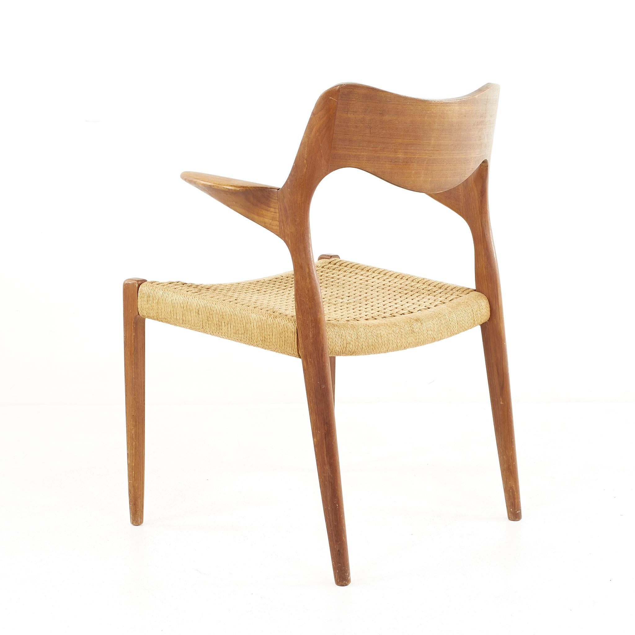 Niels Otto Moller Model 71 Teak and Paper Cord Armchairs, A Pair 2