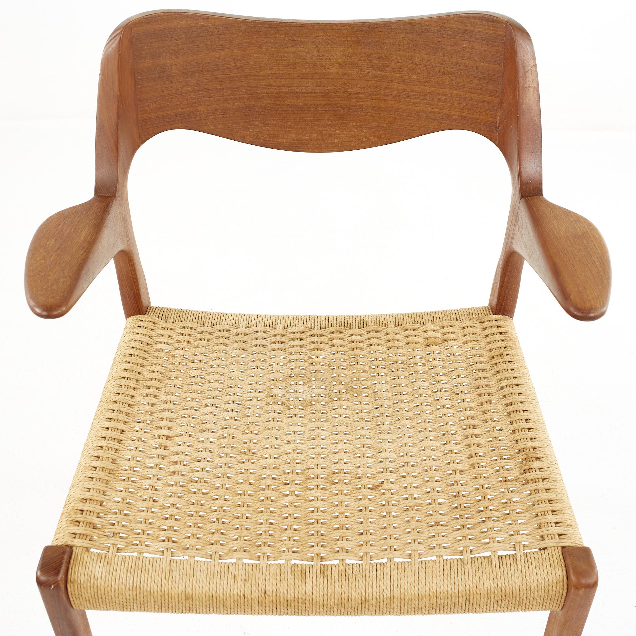 Niels Otto Moller Model 71 Teak and Paper Cord Armchairs, A Pair 3