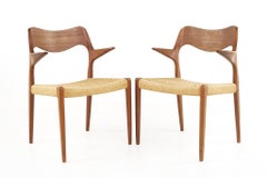 Niels Otto Moller Model 71 Teak and Paper Cord Armchairs, A Pair
