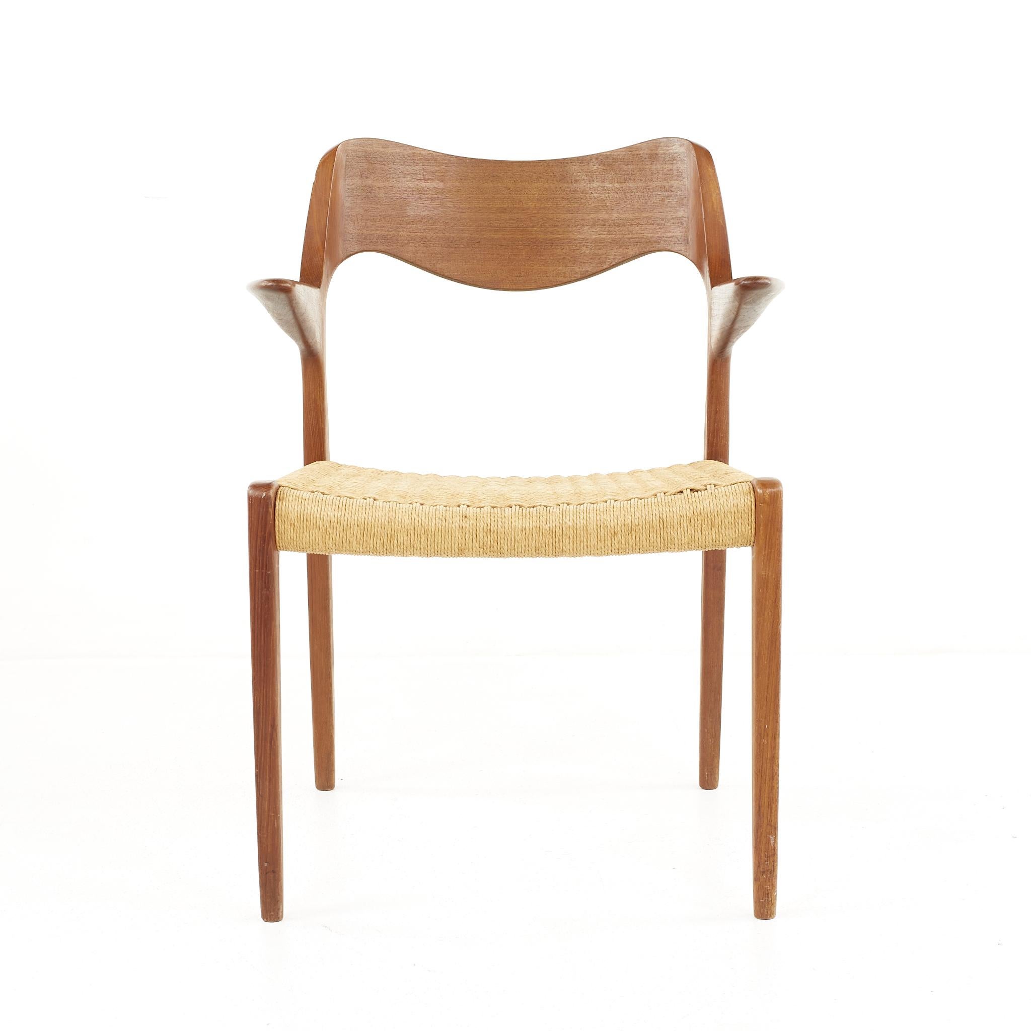 Mid-Century Modern Niels Otto Moller Model 71 Teak and Paper Cord Armchairs, A Pair