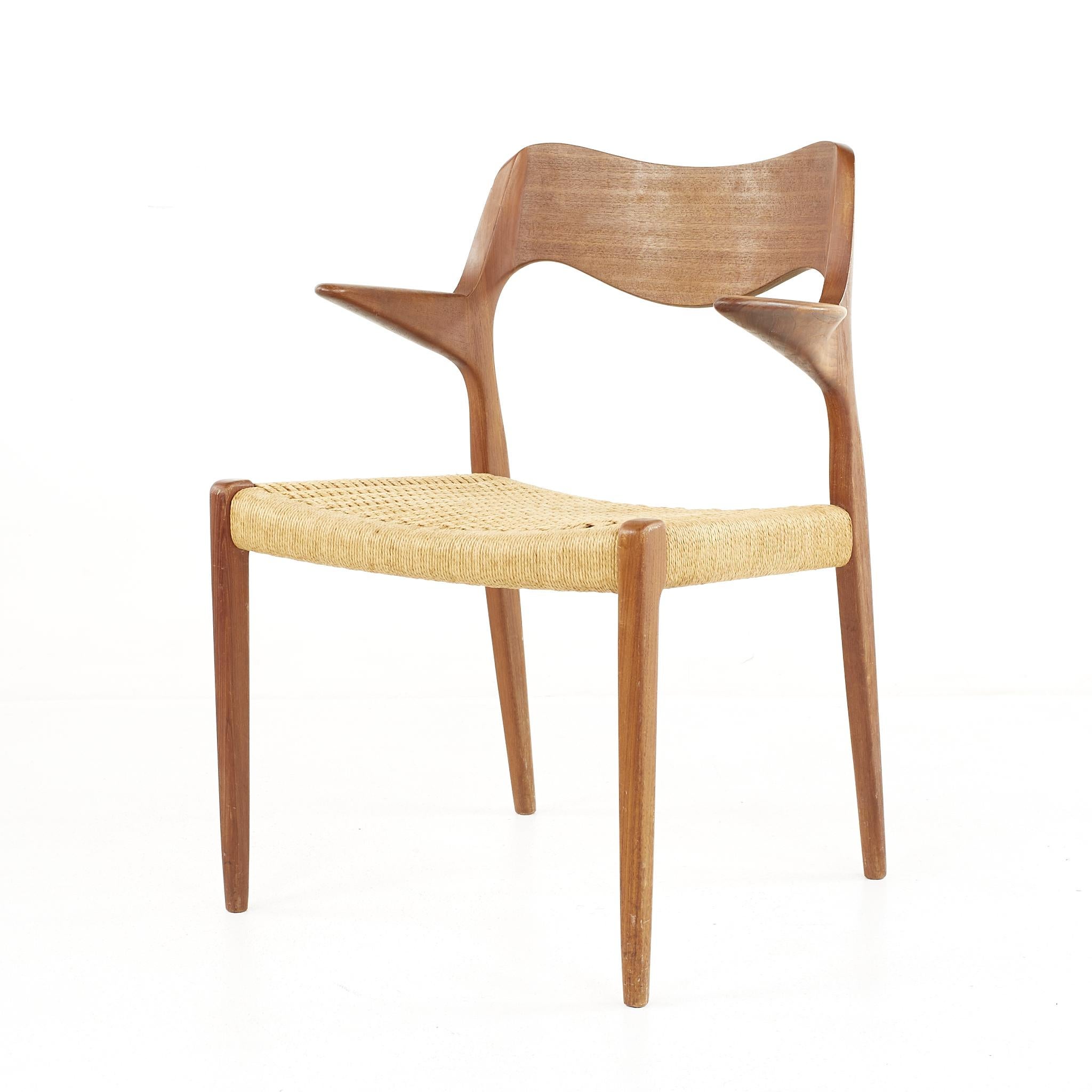 Danish Niels Otto Moller Model 71 Teak and Paper Cord Armchairs, A Pair