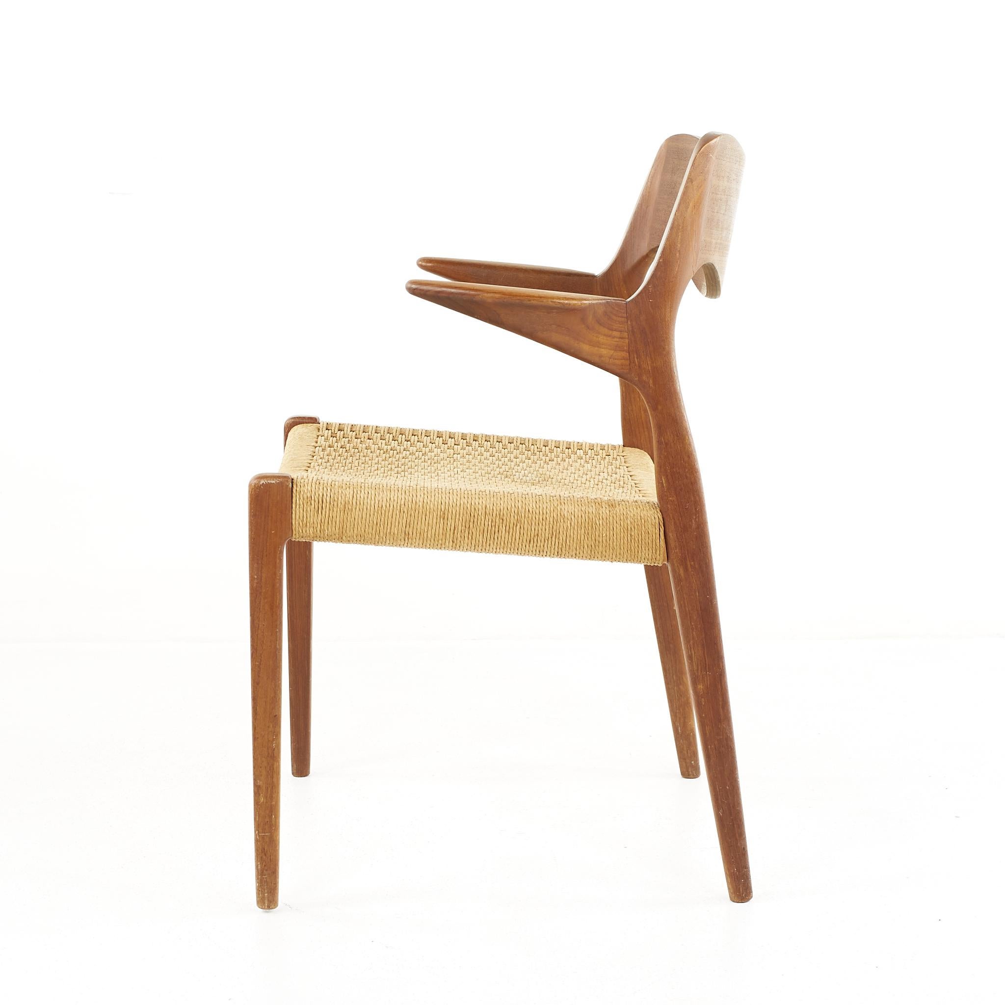 Late 20th Century Niels Otto Moller Model 71 Teak and Paper Cord Armchairs, A Pair