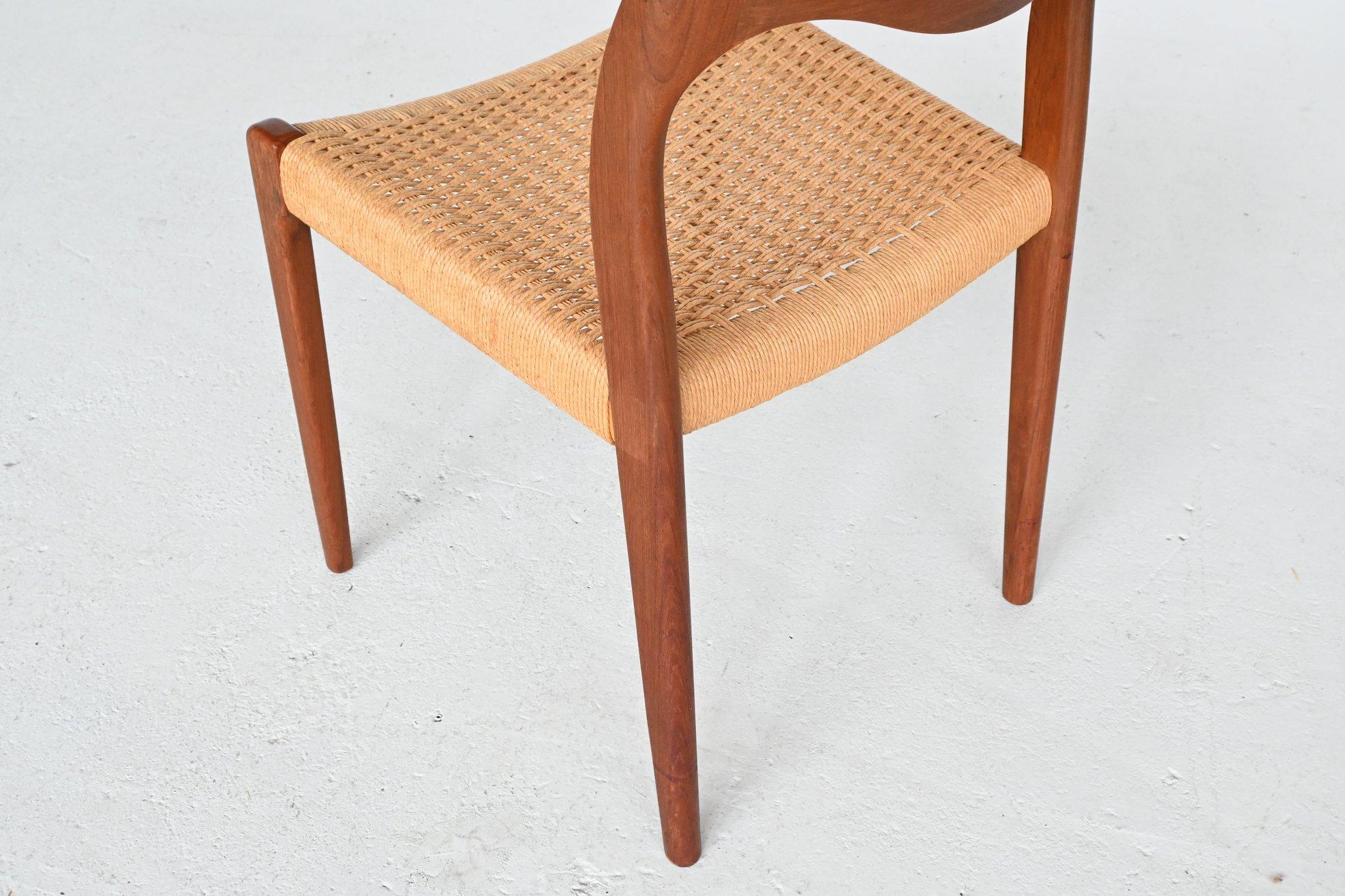 Niels Otto Moller Model 71 Teak Paper Cord Dining Chairs, Denmark, 1960 2