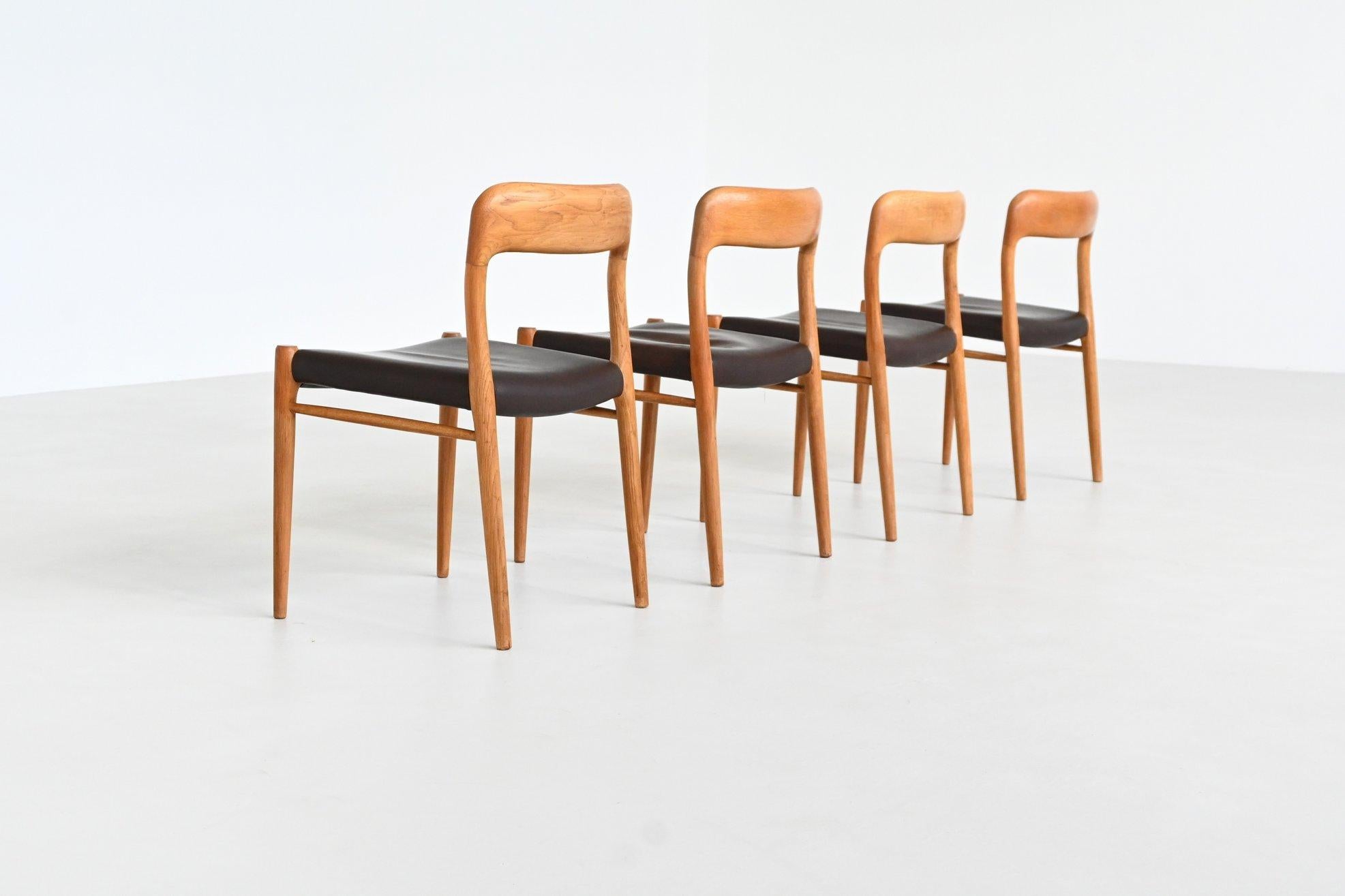 Niels Otto Moller model 75 dining chairs in oak Denmark 1954 3