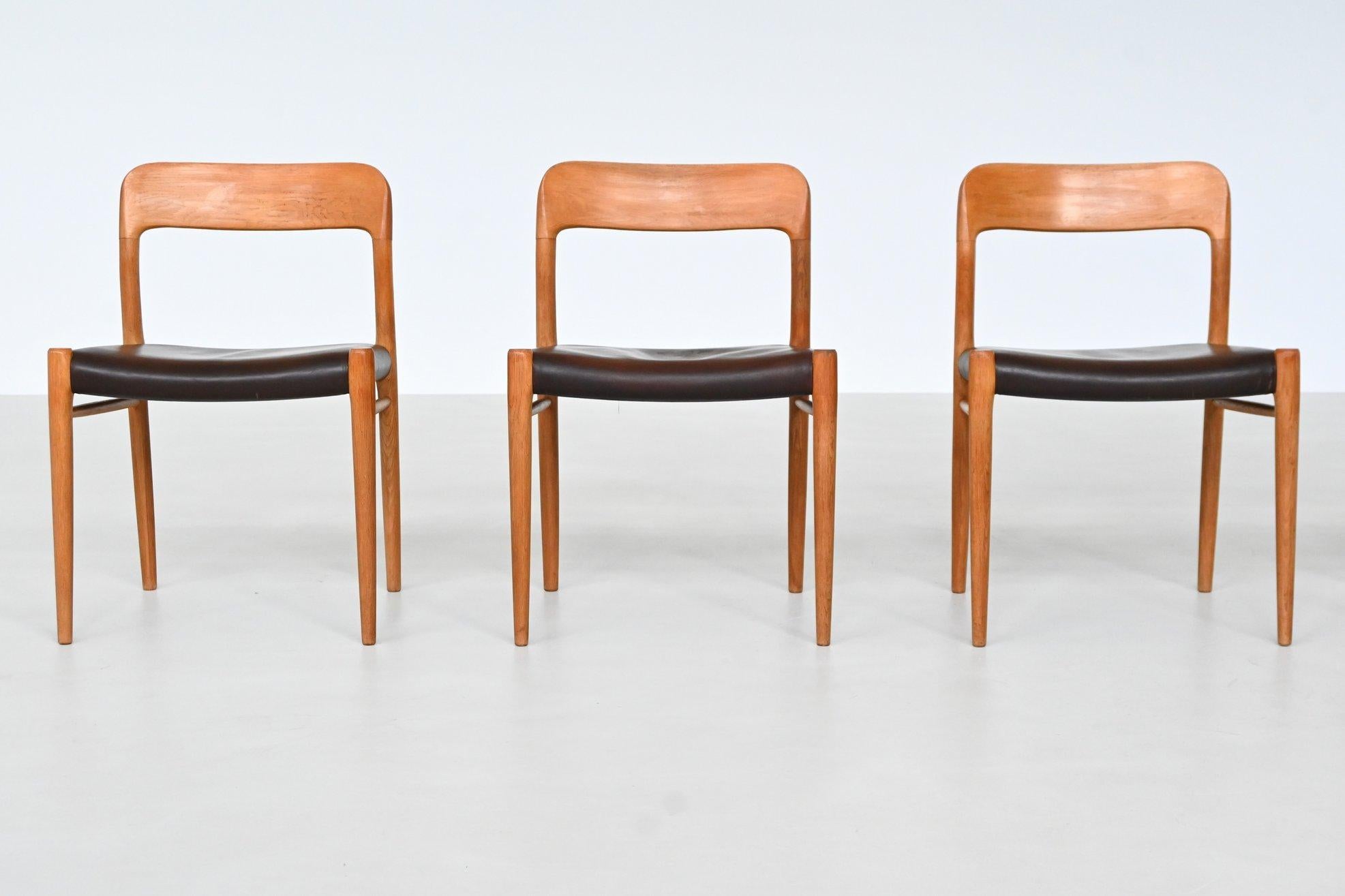 Niels Otto Moller model 75 dining chairs in oak Denmark 1954 4